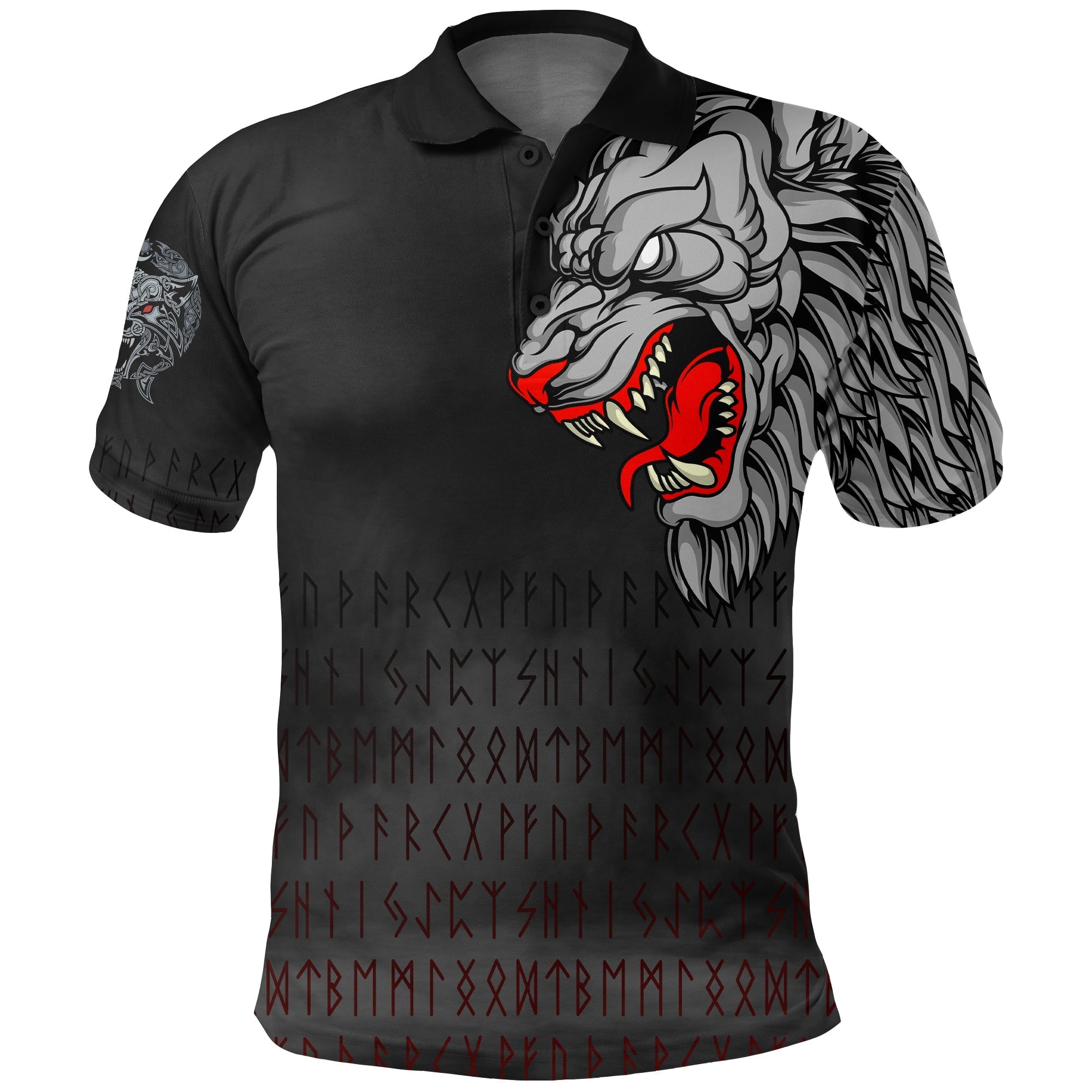 Viking Polo Shirt Killer Wolf Tattoo RLT12 - Wonder Print Shop