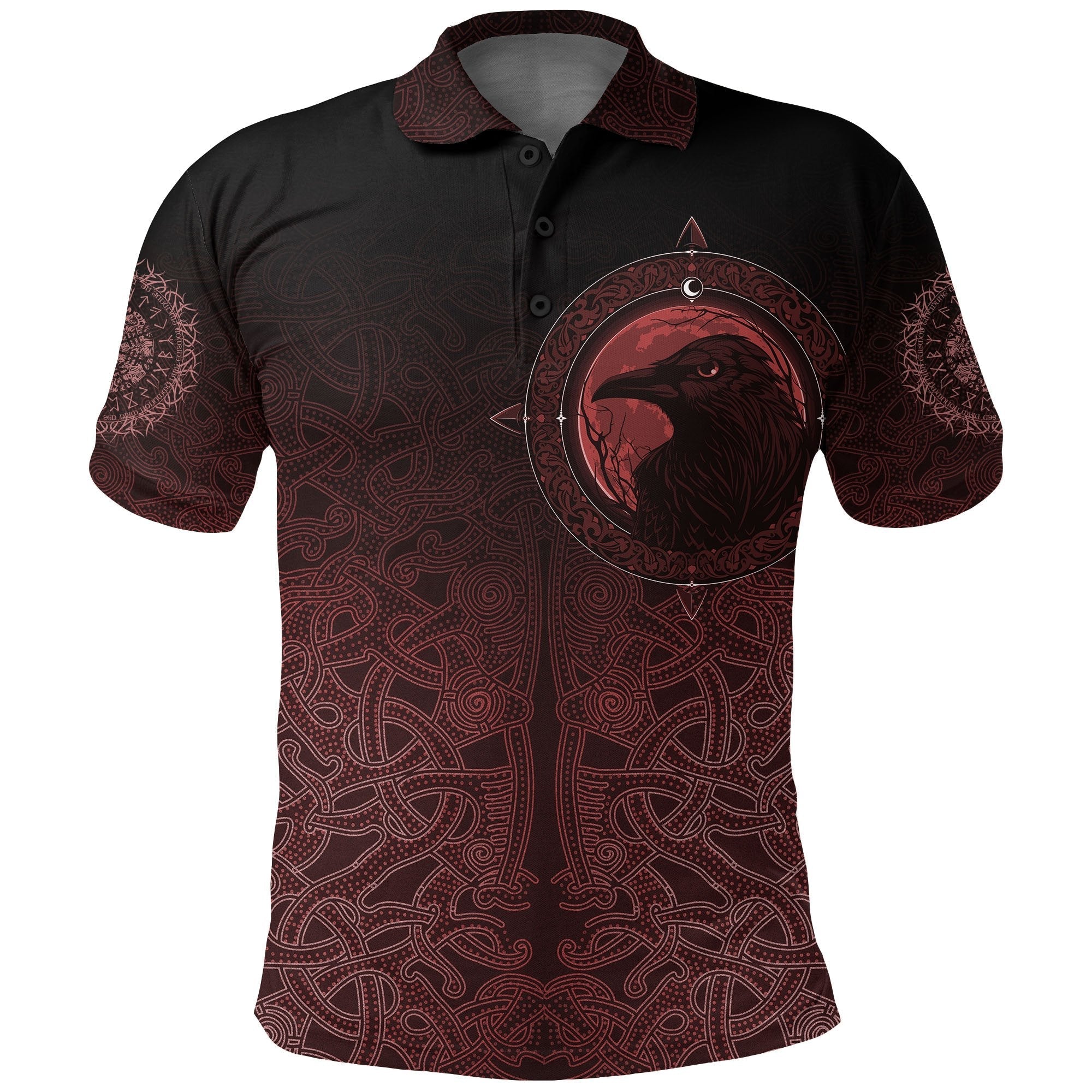 Viking Polo Shirt, Ethnic Odin Raven Red RLT12 - Wonder Print Shop