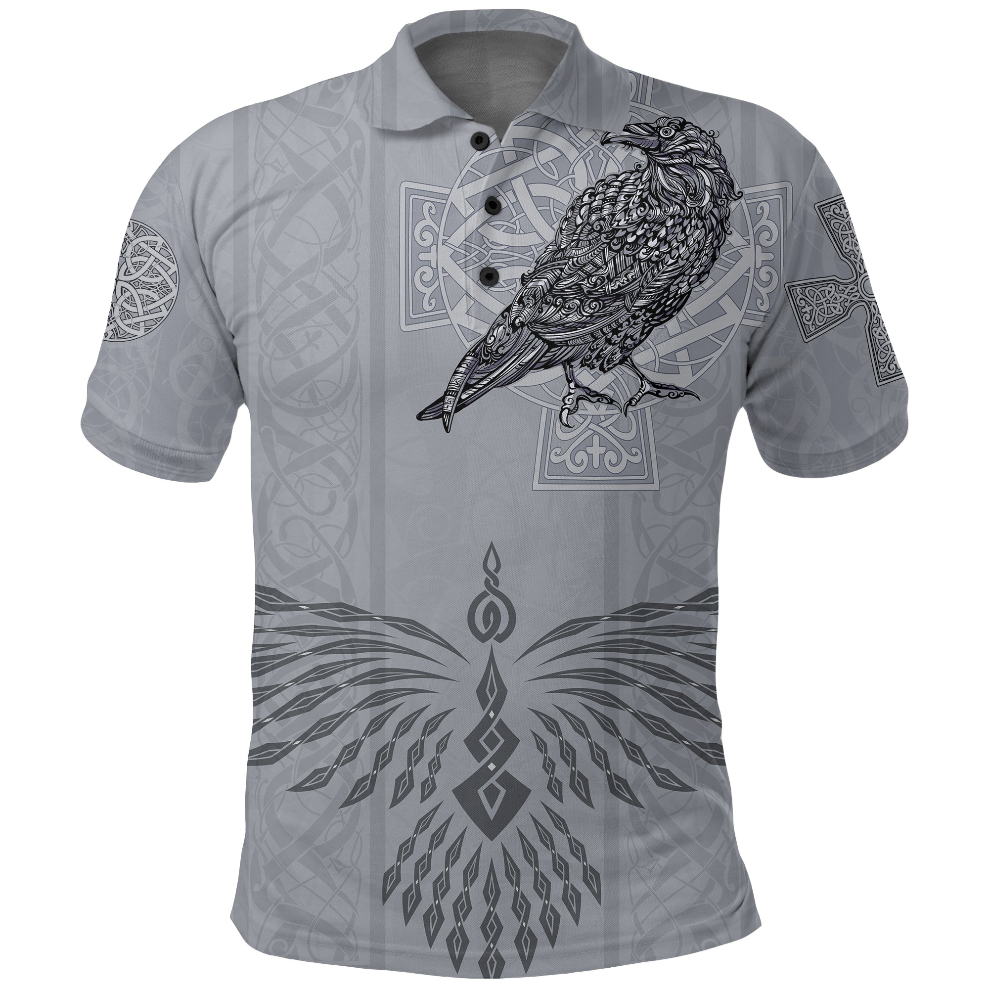 Viking Polo Shirt Odins Celtic Raven Scandinavian Tattoo RLT12 - Wonder Print Shop