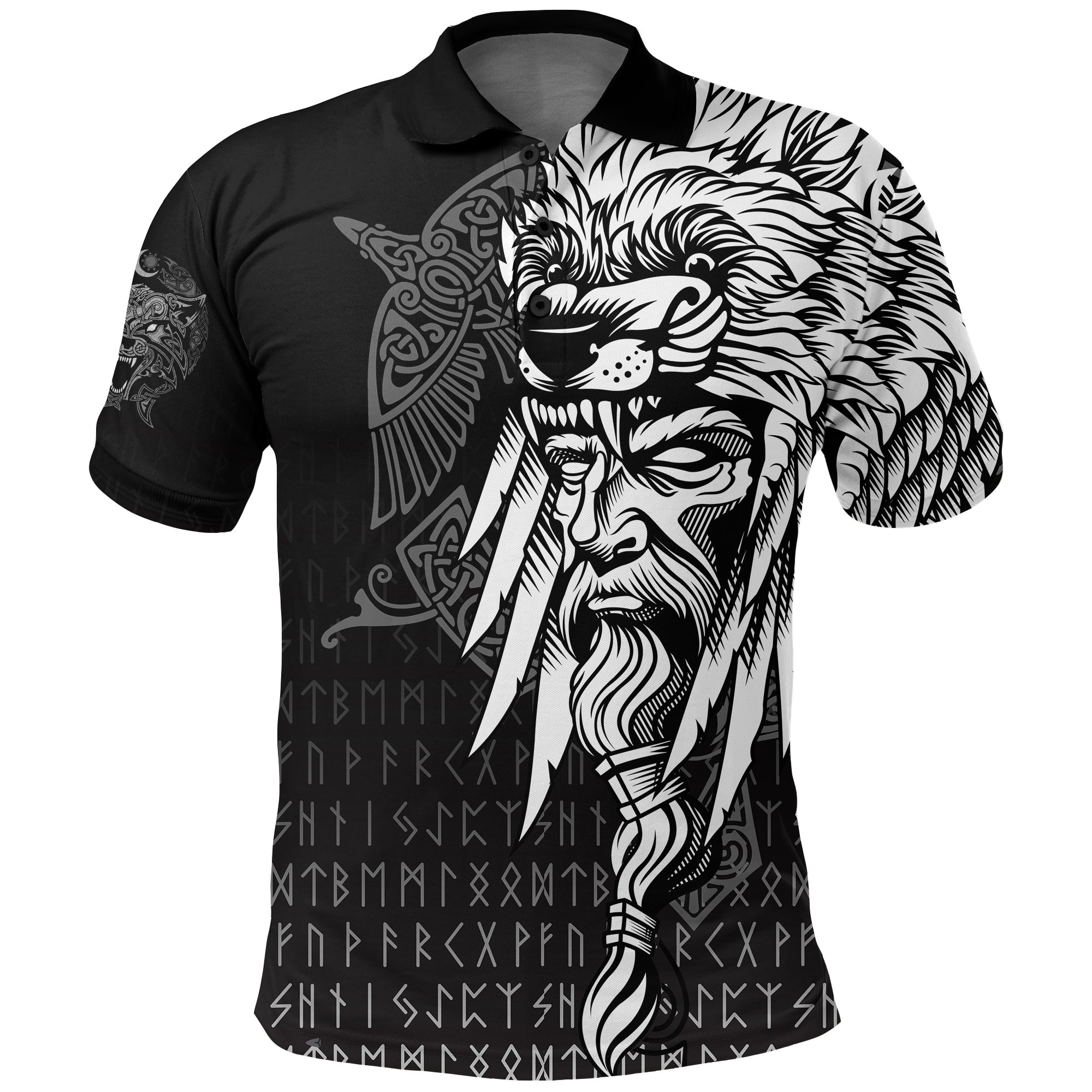 Viking Polo Shirt Odin Raven and Fenrir On Hand RLT12 - Wonder Print Shop