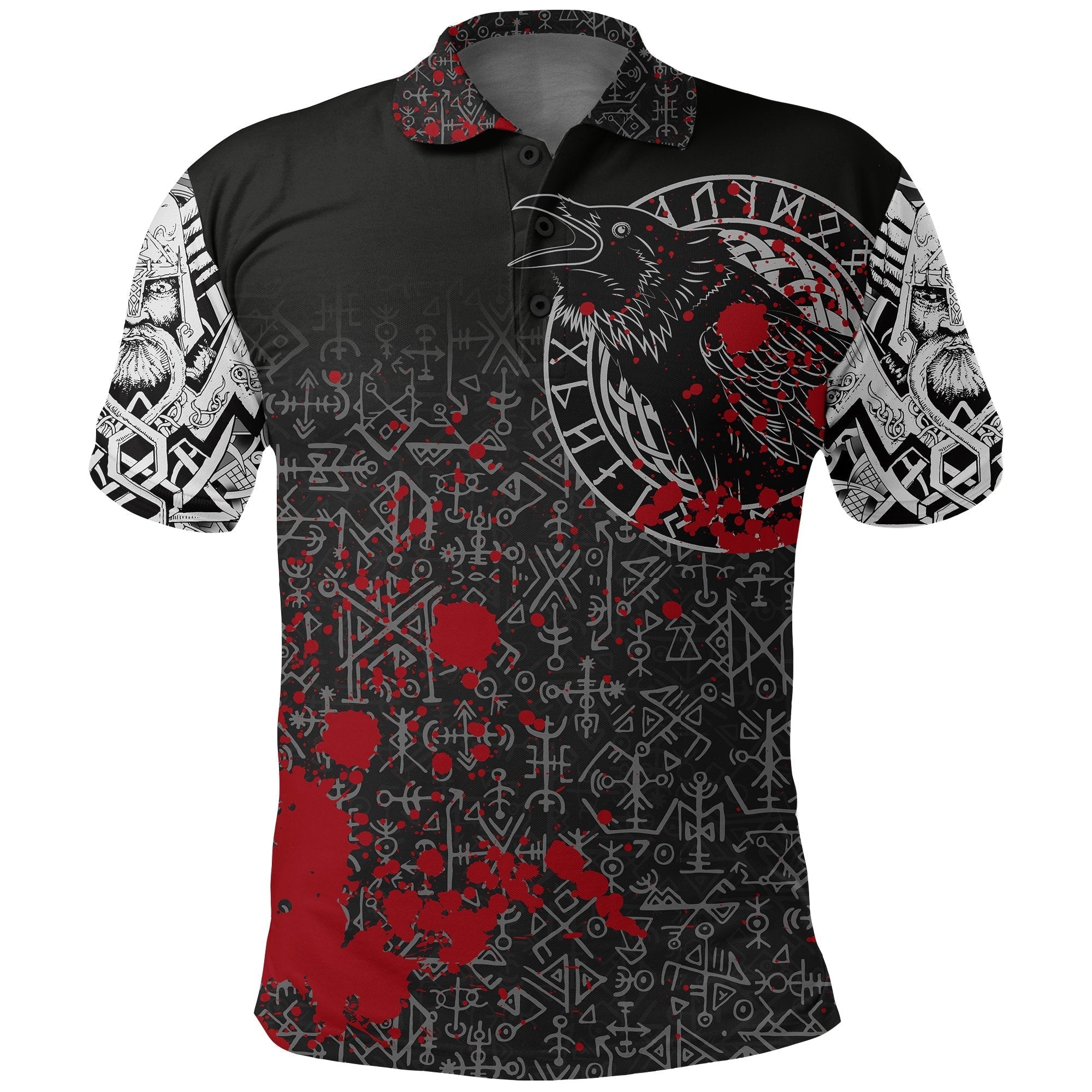 Viking Polo Shirt Odin Raven Rune Futhark Blood RLT12 - Wonder Print Shop