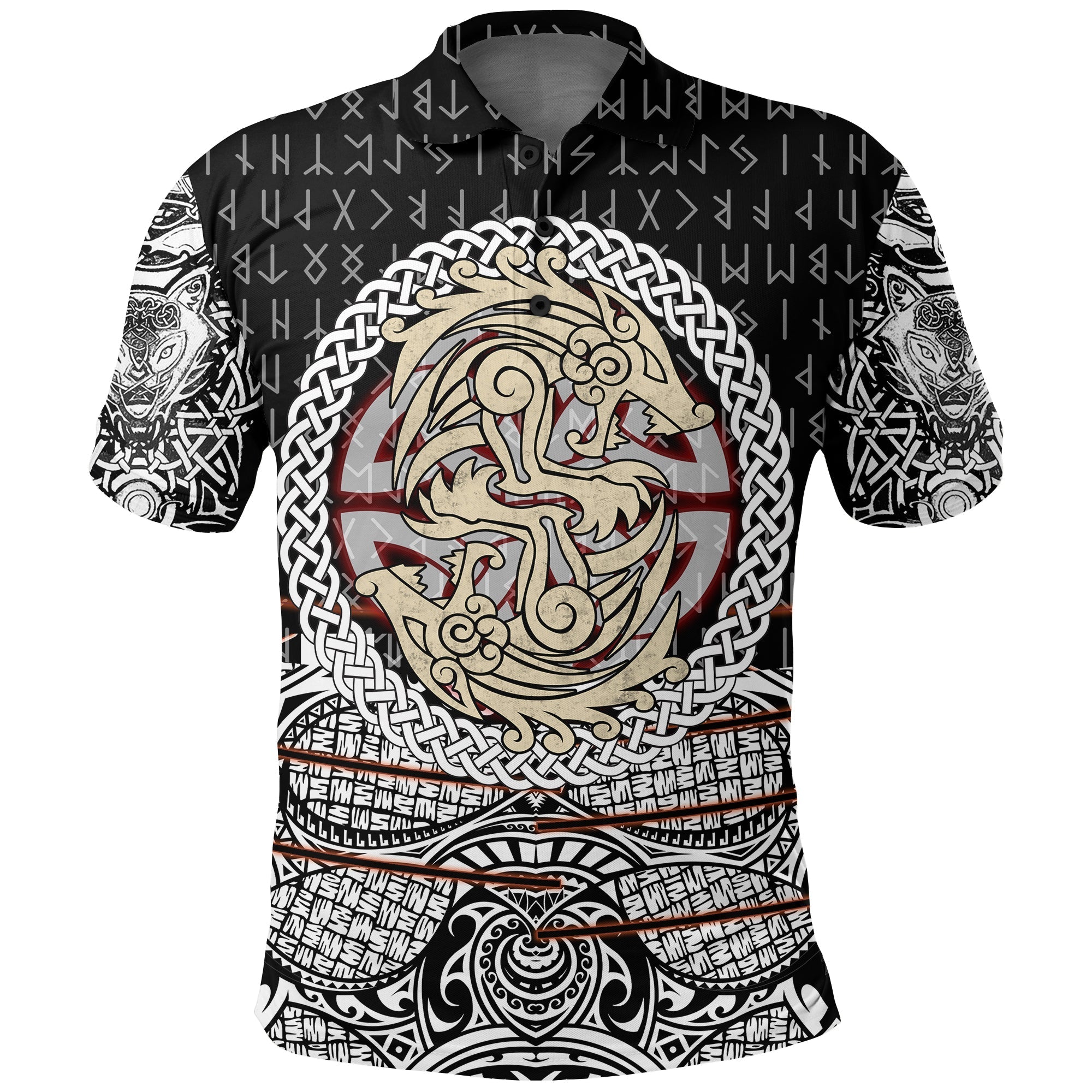 Viking Polo Shirt Fenrir Vikings Tattoo 3D RLT12 - Wonder Print Shop