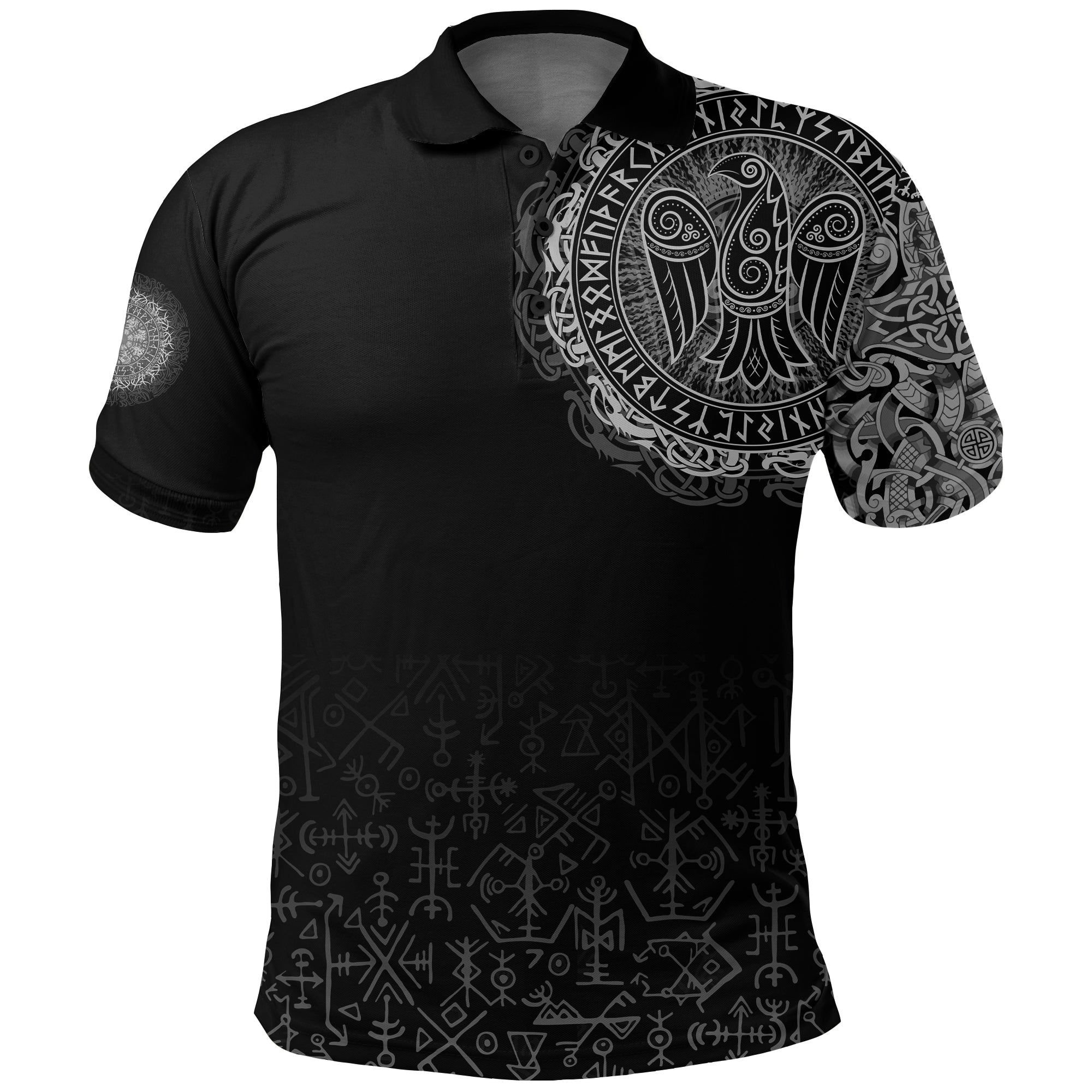 Viking Polo Shirt Celtic Raven Tattoo RLT12 - Wonder Print Shop