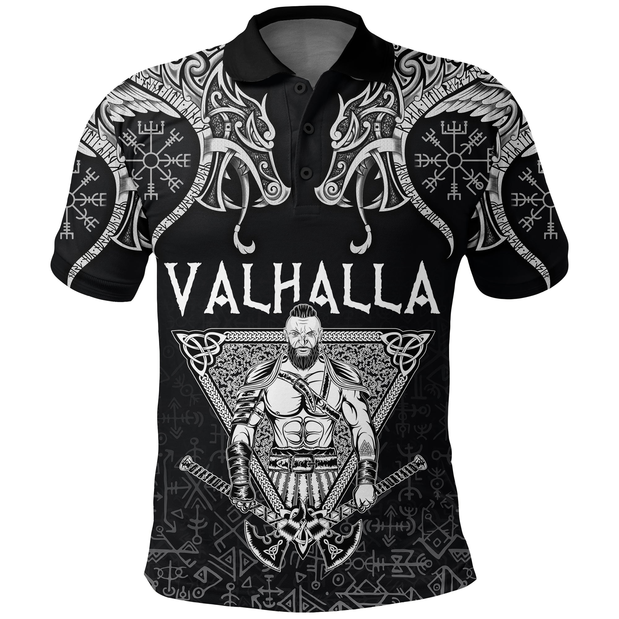 Viking Polo Shirt Warrior Valhalla and Double Dragon RLT12 - Wonder Print Shop