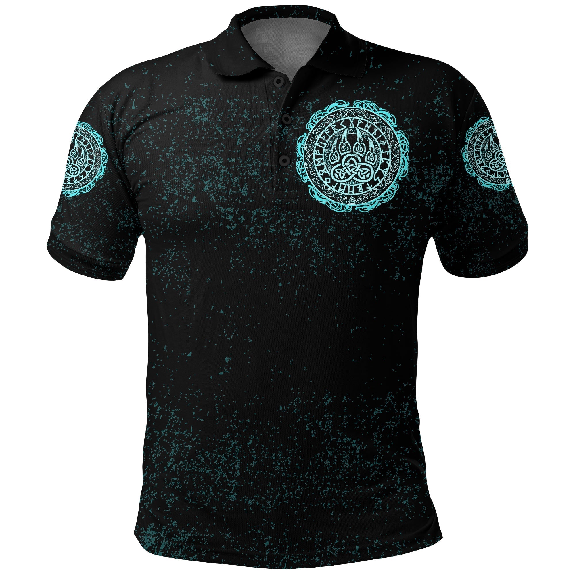 Viking Polo Shirt Viking Bear Claws Cyan Tattoo RLT12 - Wonder Print Shop