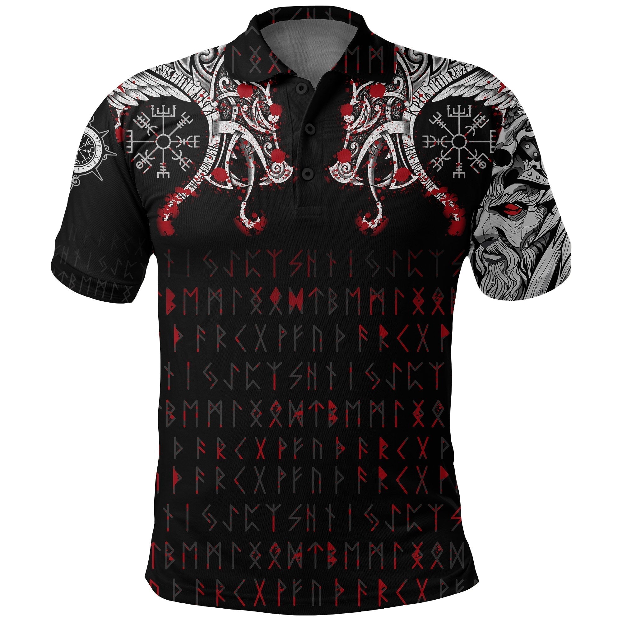 Viking Polo Shirt Double Dragon Tattoo and Vegvisir Blood RLT12 - Wonder Print Shop