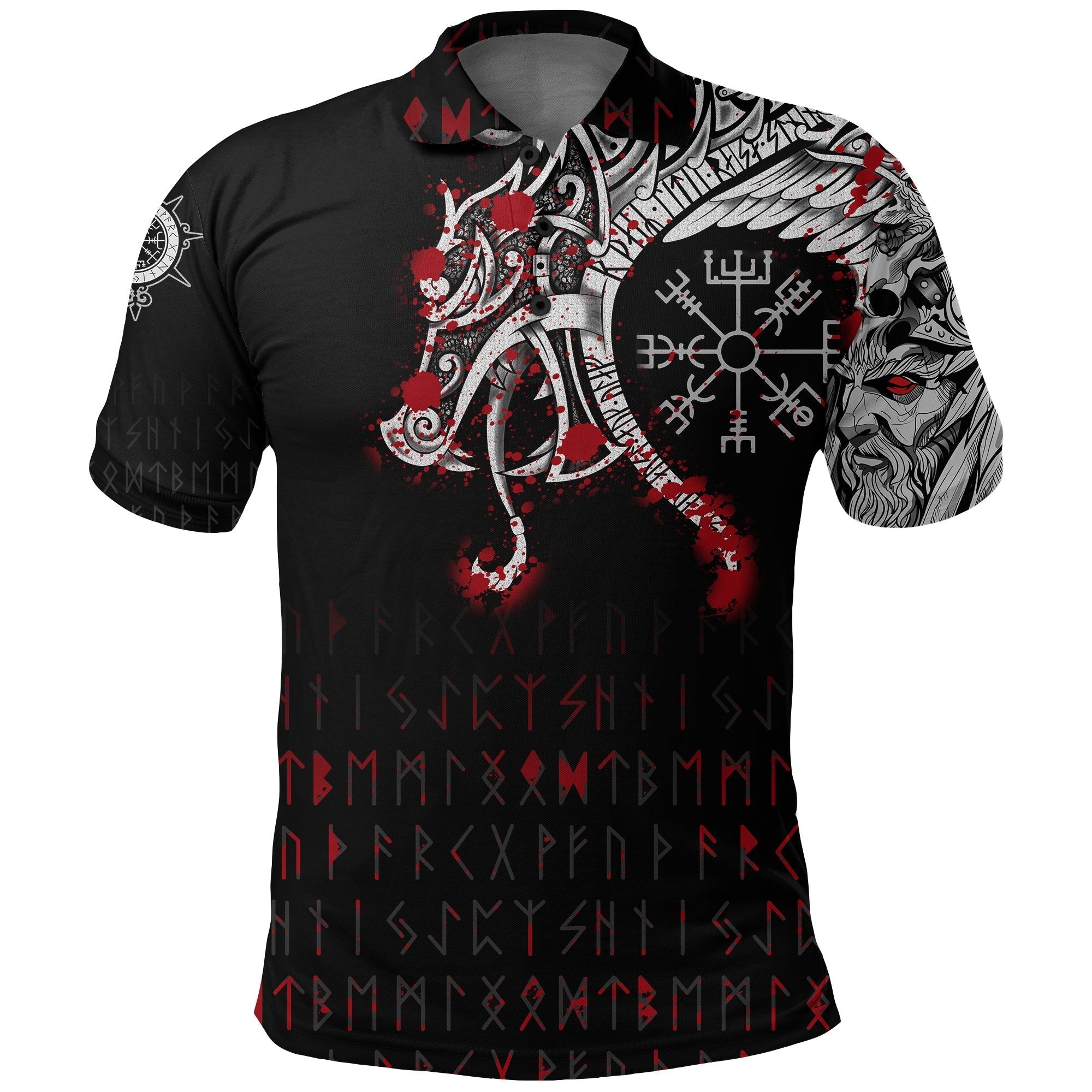 Viking Polo Shirt, Dragon and Vegvisir Blood Tattoo RLT12 - Wonder Print Shop