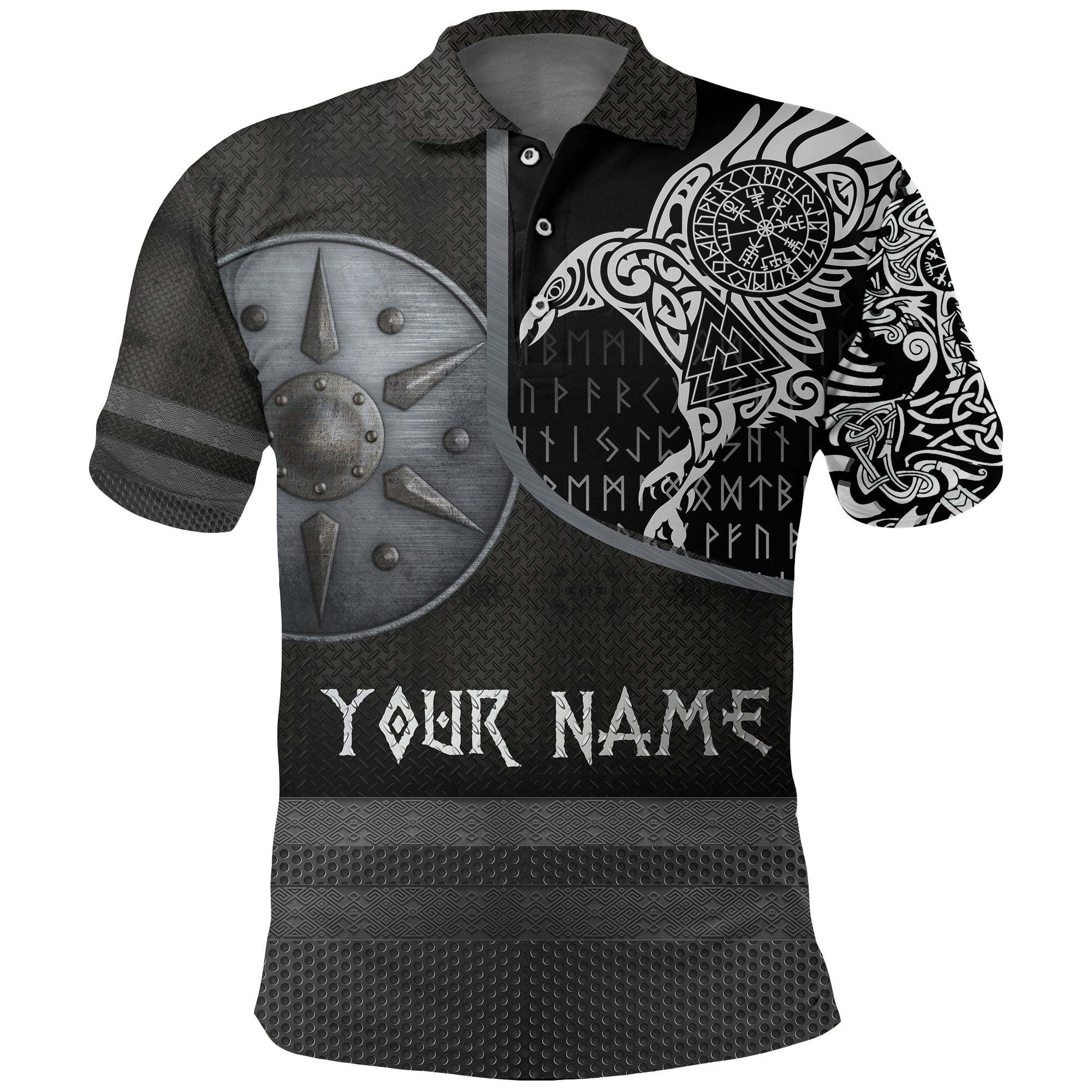 Custom Viking Polo Shirt Armor Raven Tattoo RLT12 - Wonder Print Shop