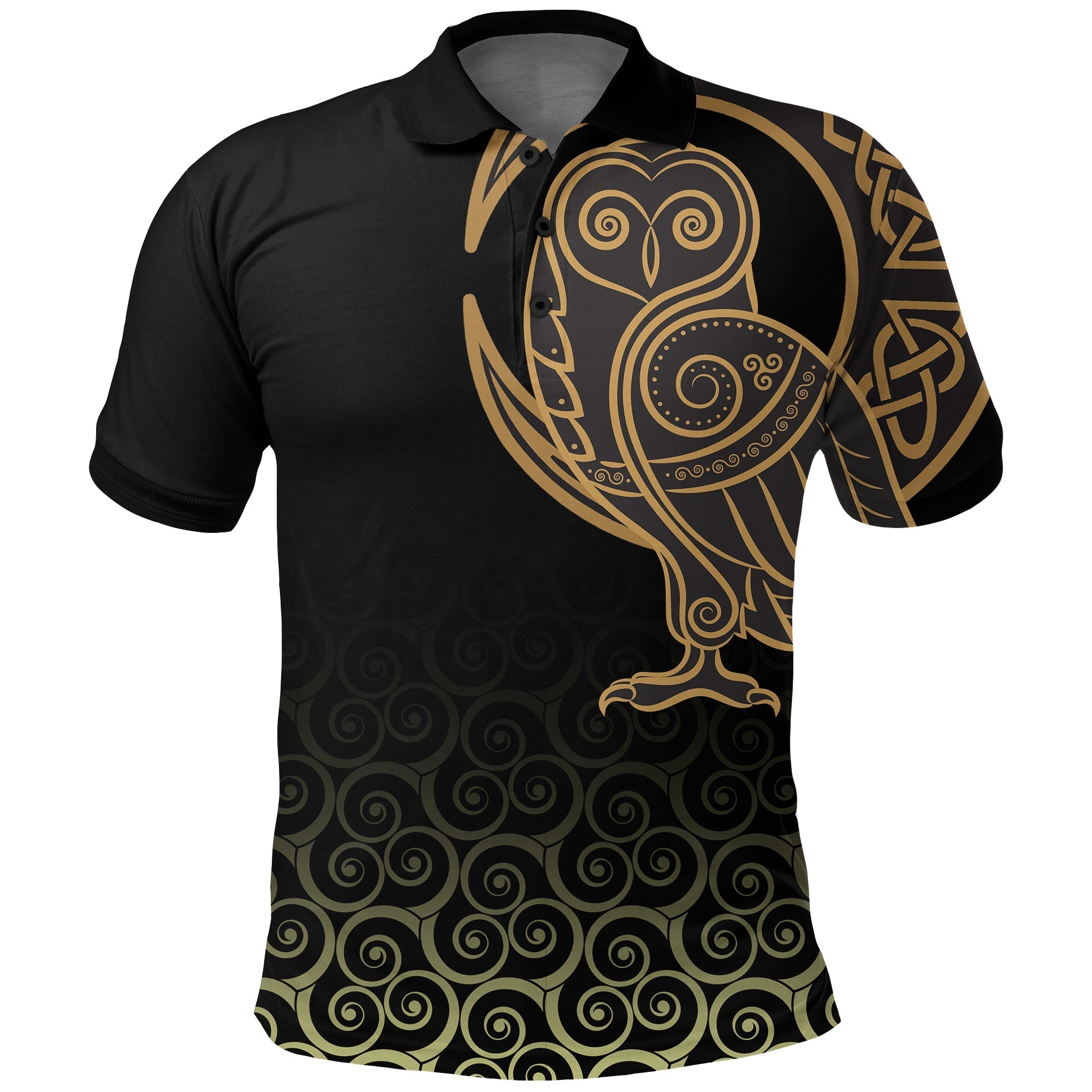 Viking Polo Shirt Owl Celtic On Triskele Background RLT12 - Wonder Print Shop