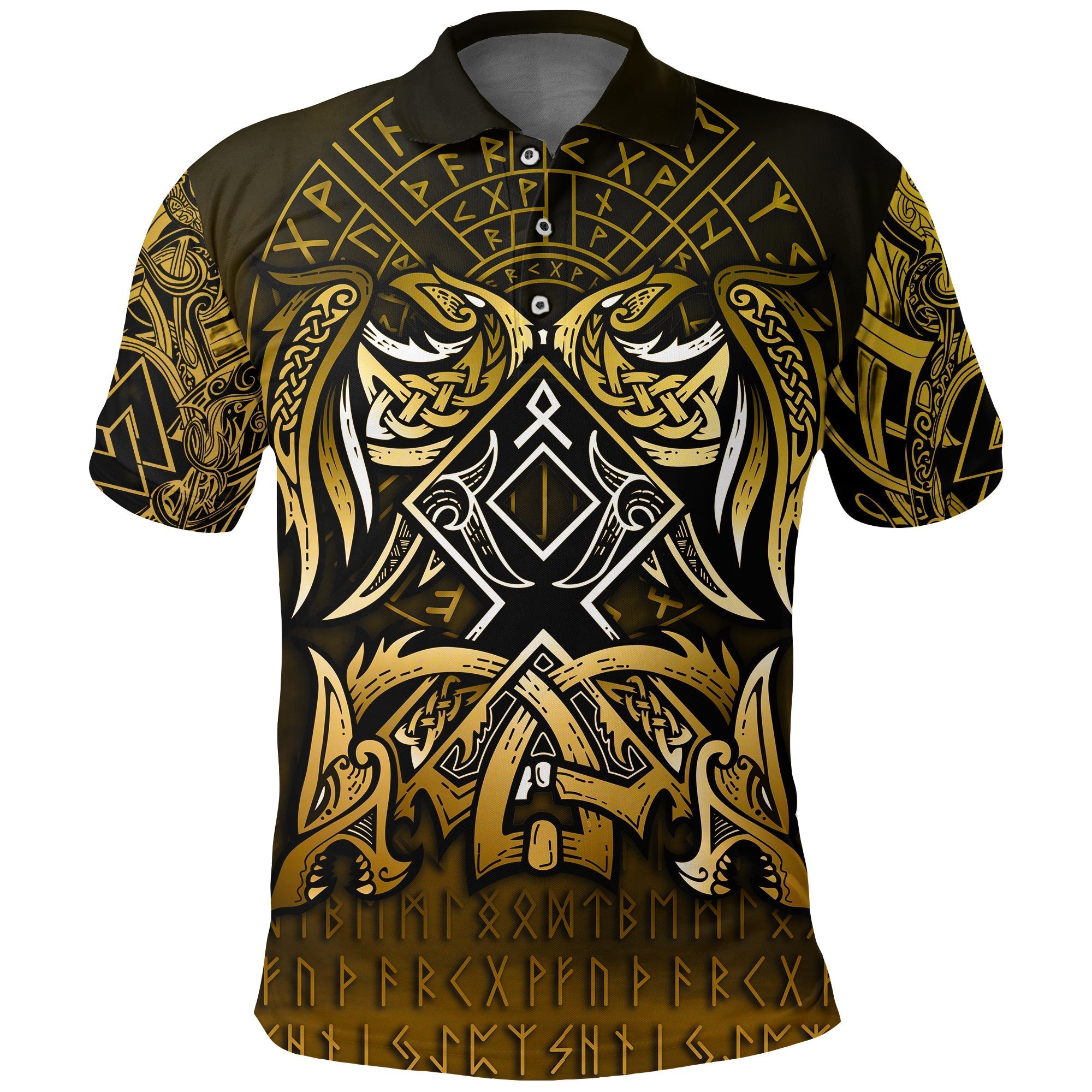 Viking Polo Shirt Othala and Raven Golden RLT12 - Wonder Print Shop