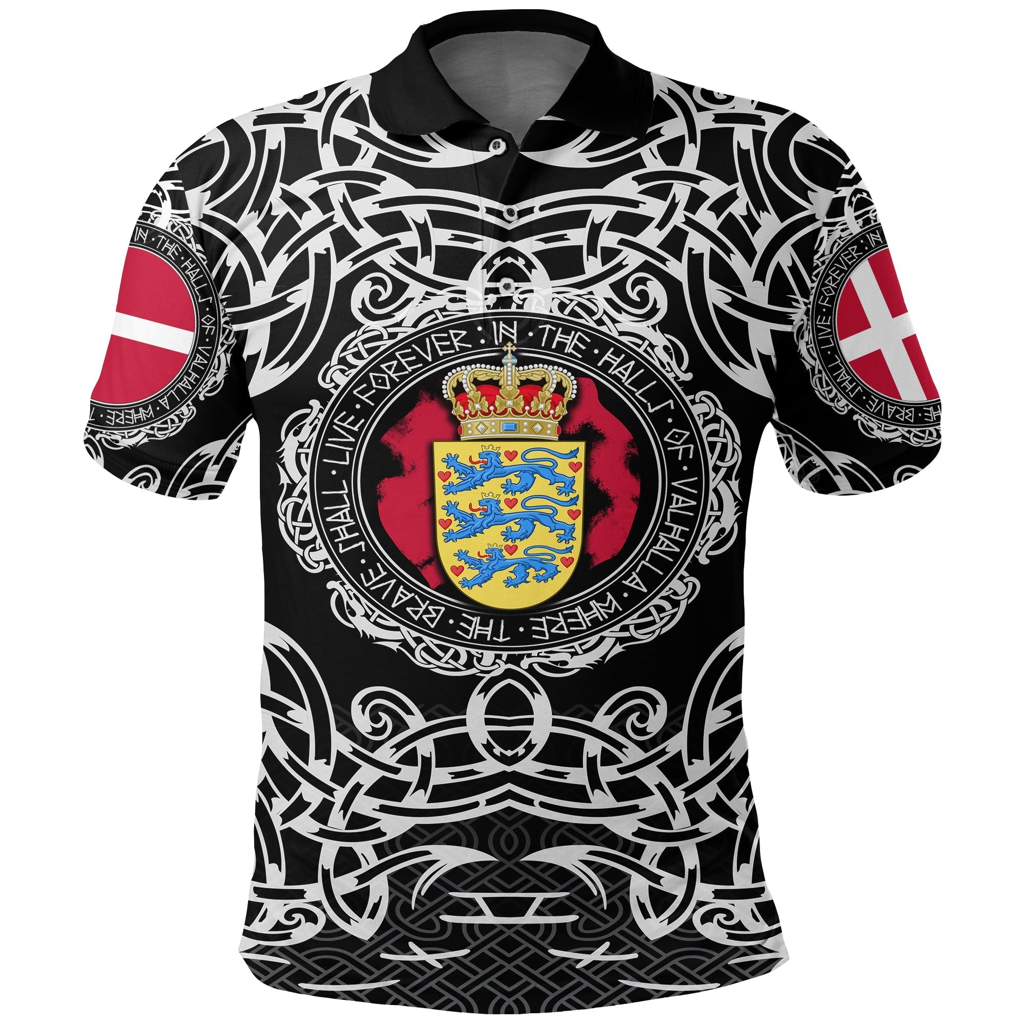 Viking Polo Shirt Denmark Viking Pattern RLT12 - Wonder Print Shop