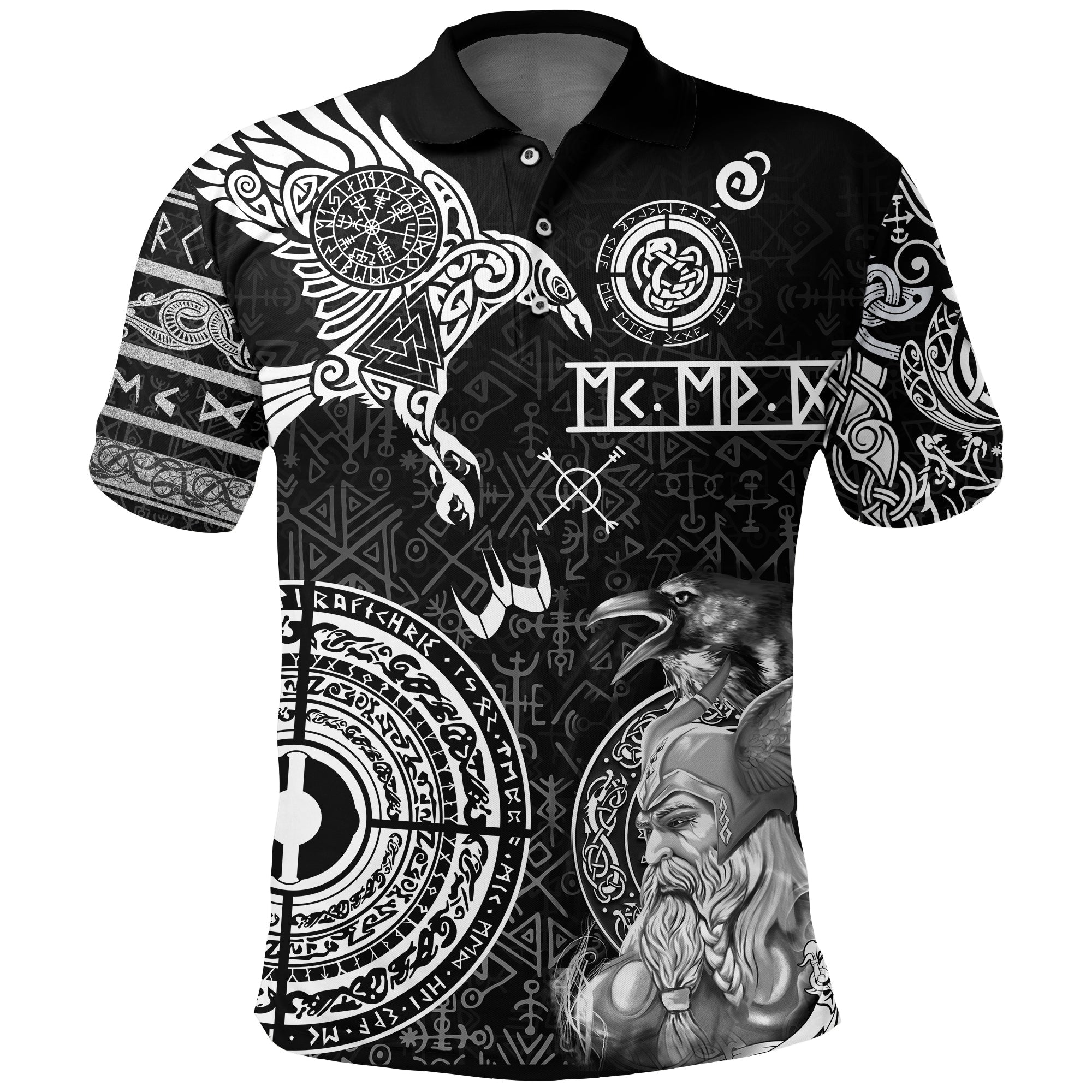 Viking Polo Shirt Odin and Raven Tattoo RLT12 - Wonder Print Shop