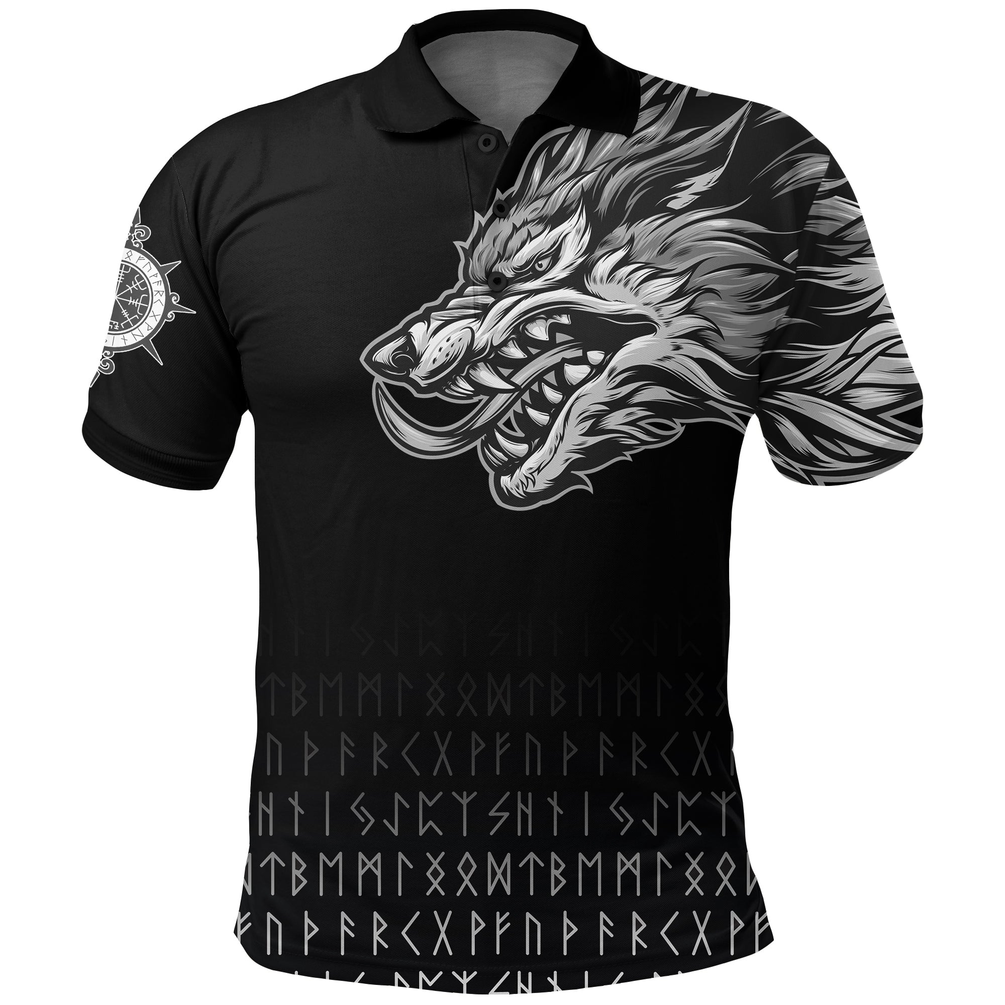 Viking Polo Shirt Fenrir Wolf Near Shoulder RLT12 - Wonder Print Shop