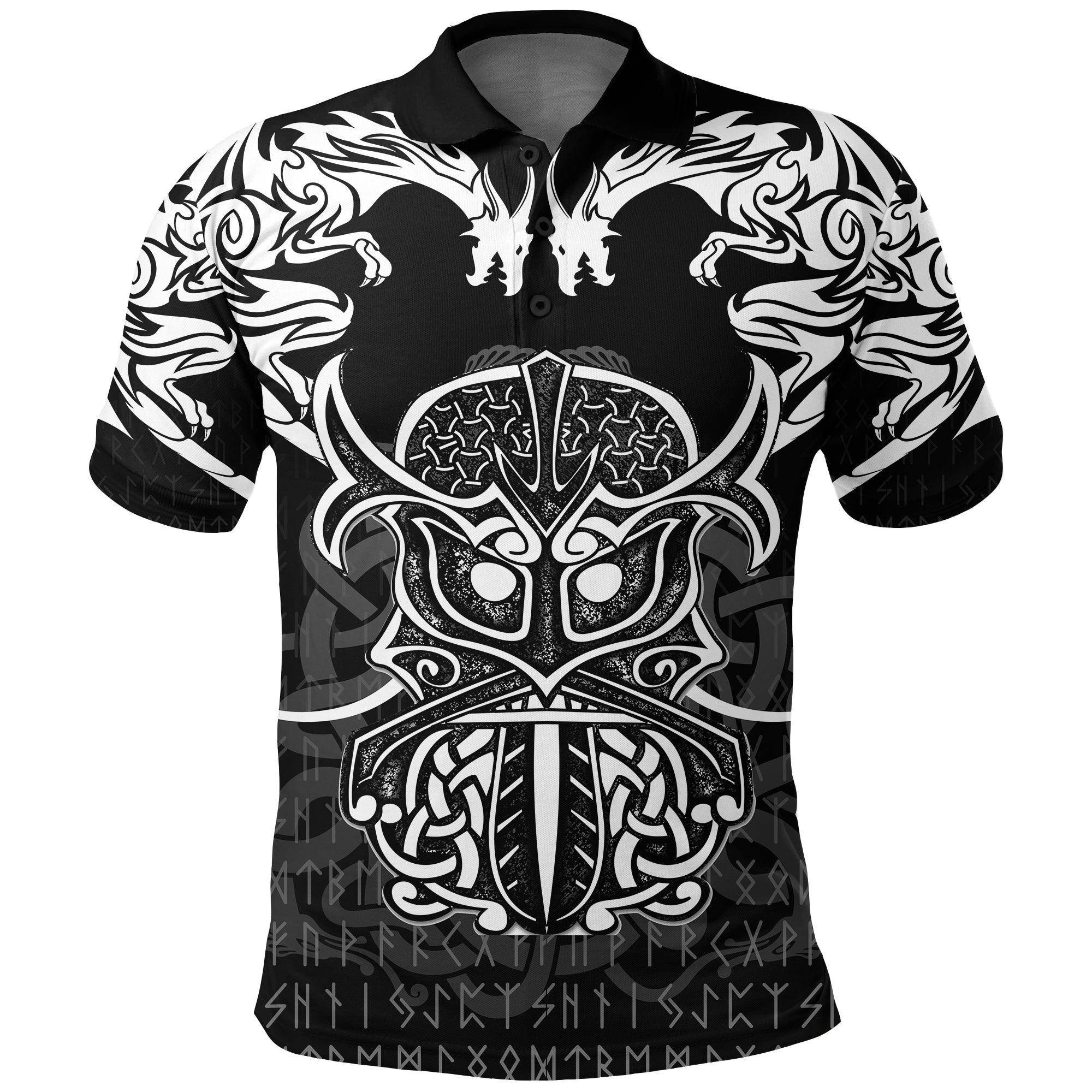 Viking Polo Shirt Njord and Dragon Tattoo RLT12 - Wonder Print Shop