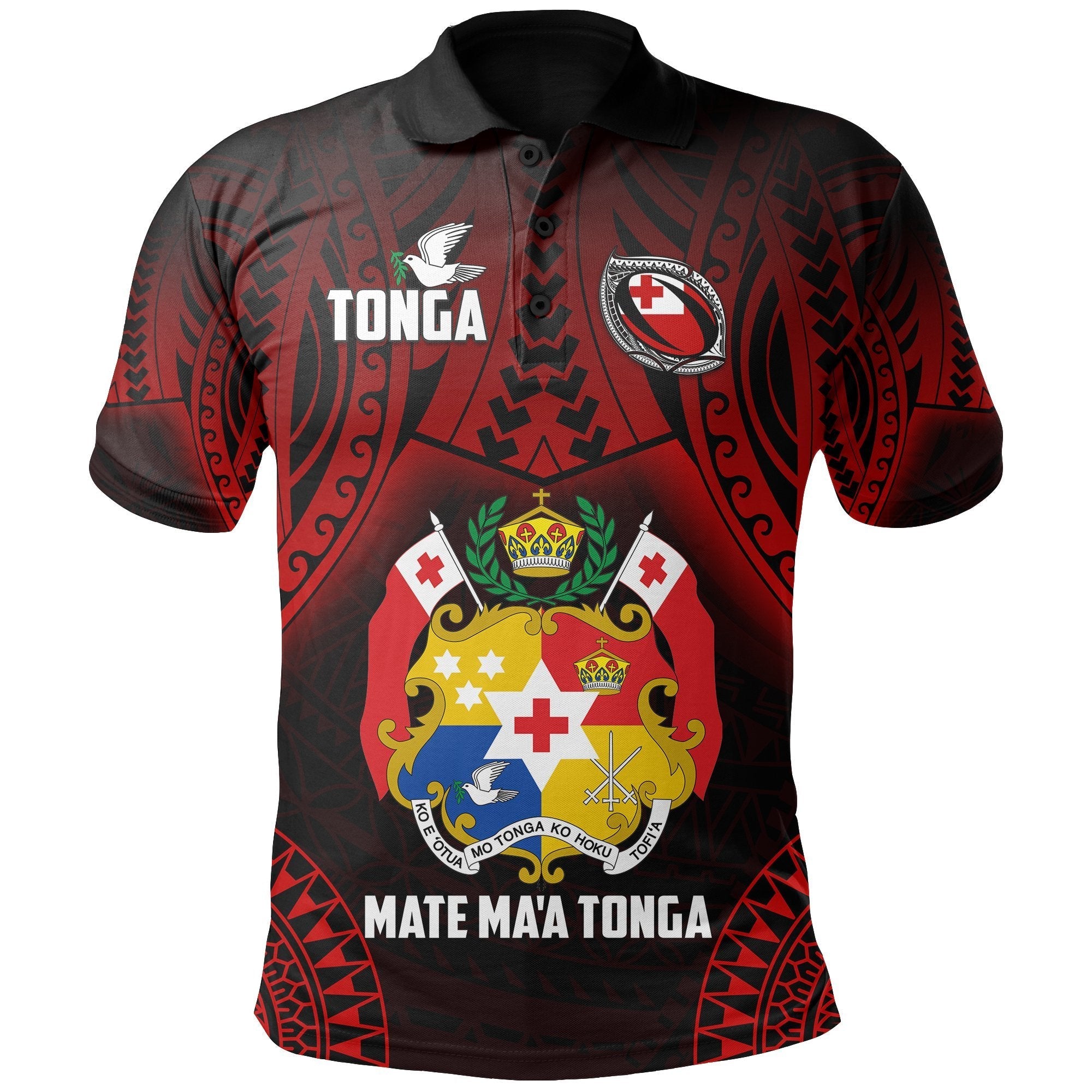 Tonga Rugby Polo Shirt Mate Maa Tonga Tribal Pattern - Wonder Print Shop