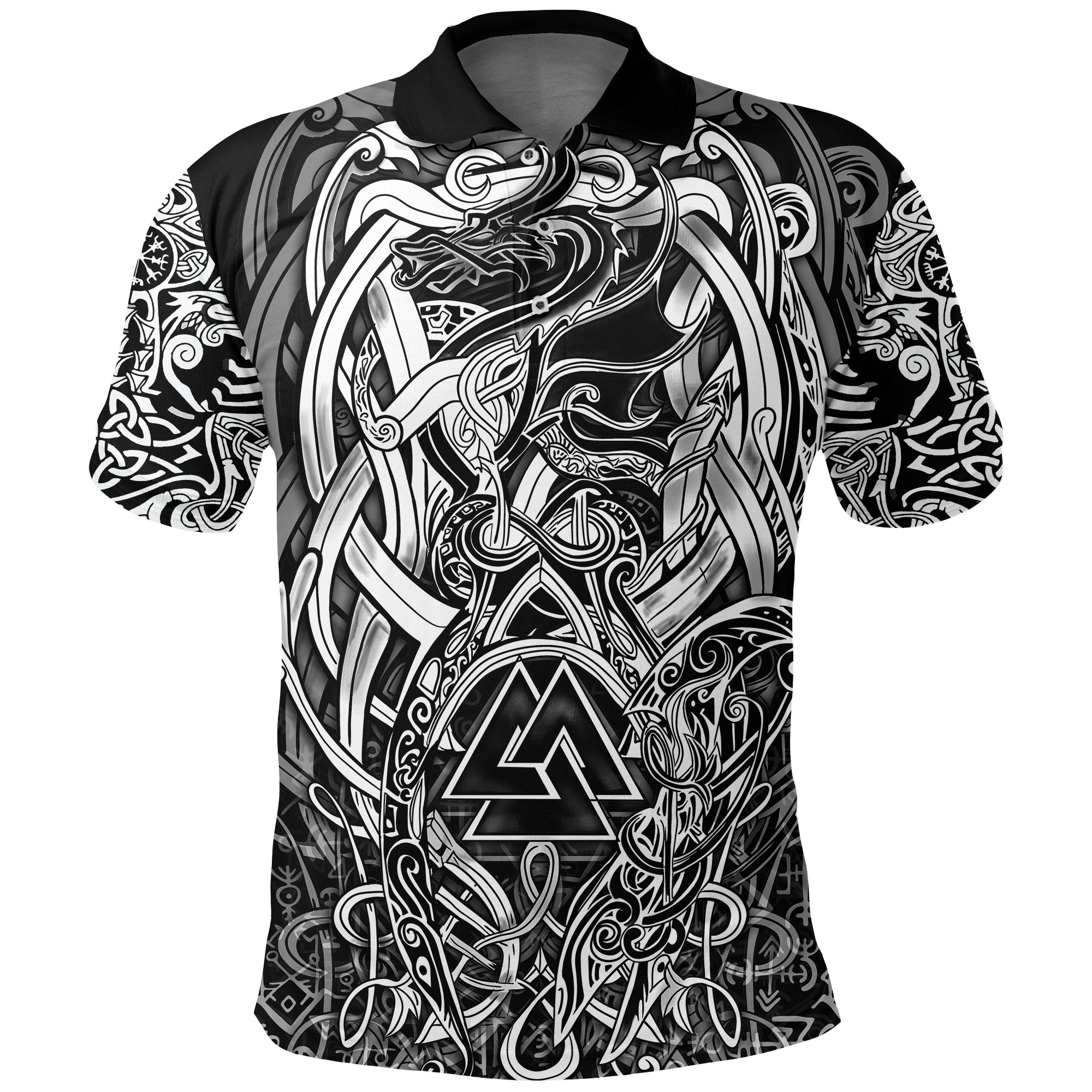 Viking Polo Shirt Valknut and Dragon Tattoo RLT12 - Wonder Print Shop