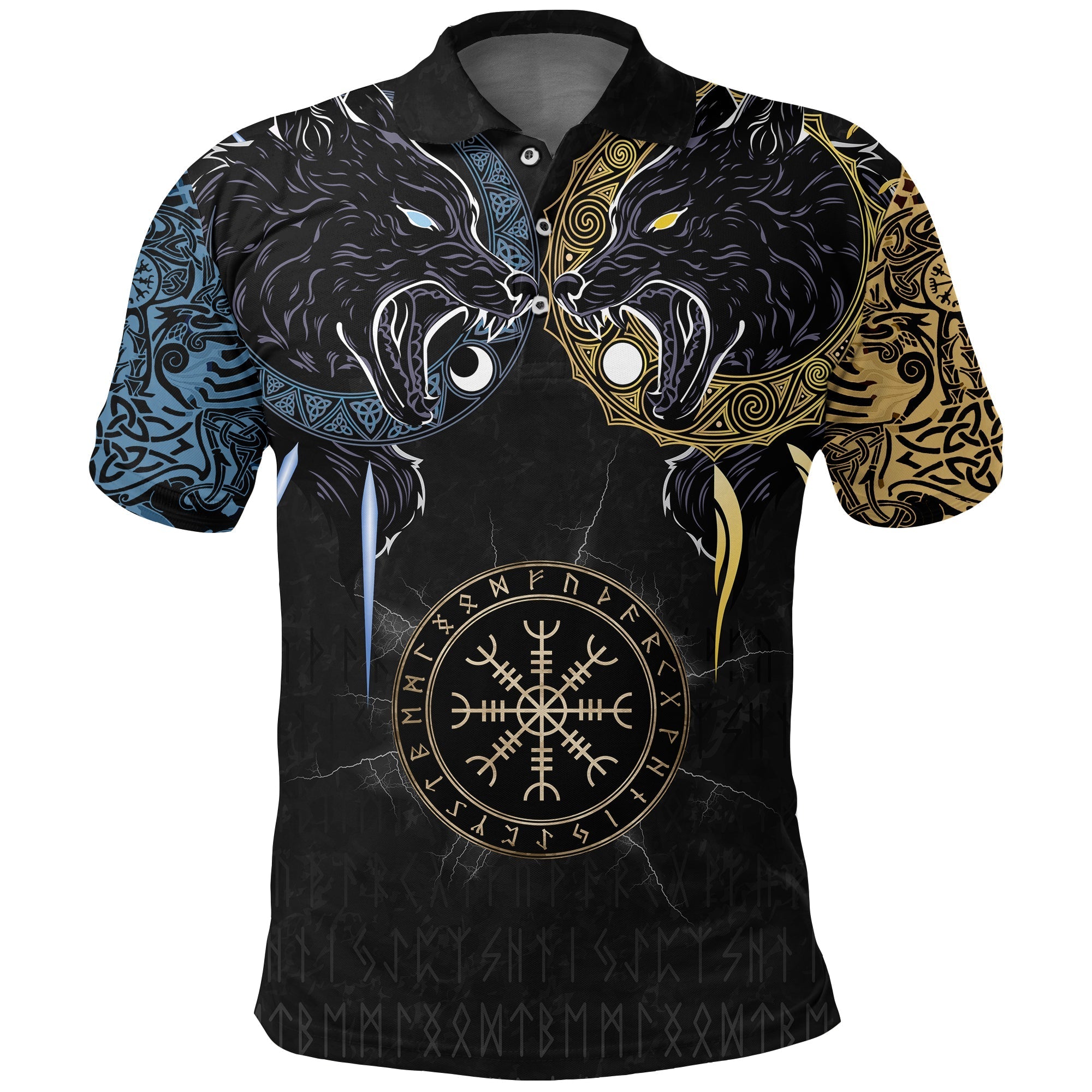 Viking Polo Shirt Hati and Skoll Tattoo RLT12 - Wonder Print Shop