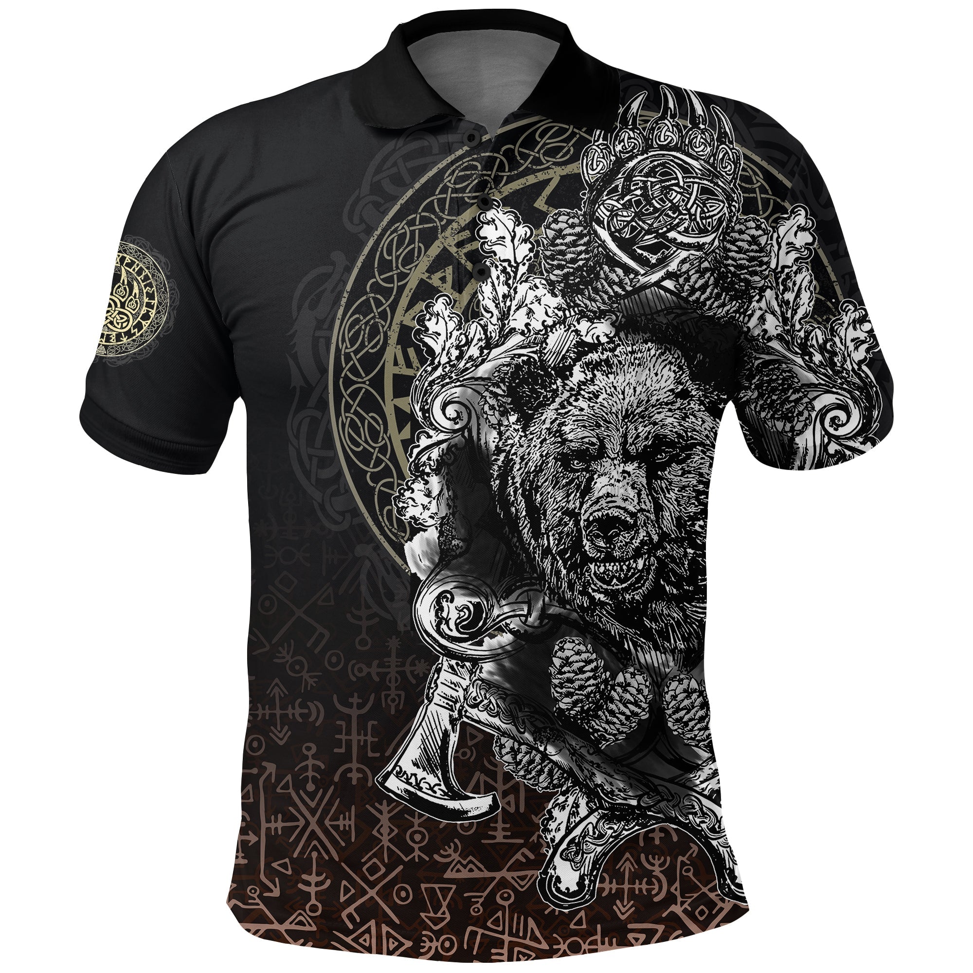 Viking Polo Shirt Bear Claws and Viking Hammer RLT12 - Wonder Print Shop