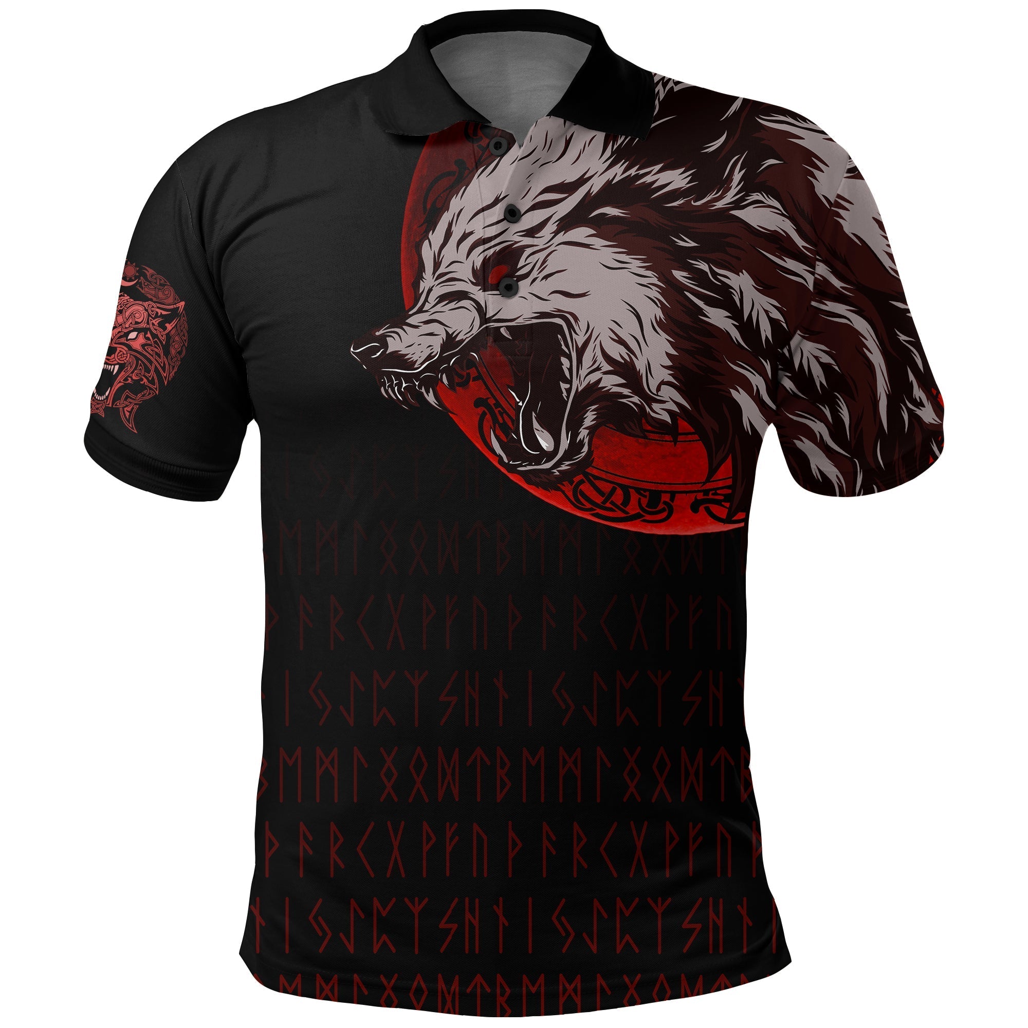 Viking Polo Shirt Wolf Blood Moon RLT12 - Wonder Print Shop