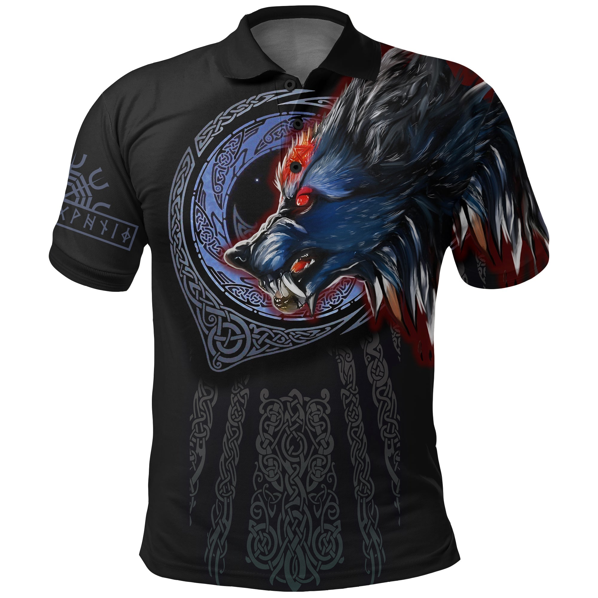 Viking Polo Shirt Viking Fenrir Wolf 3D RLT12 - Wonder Print Shop