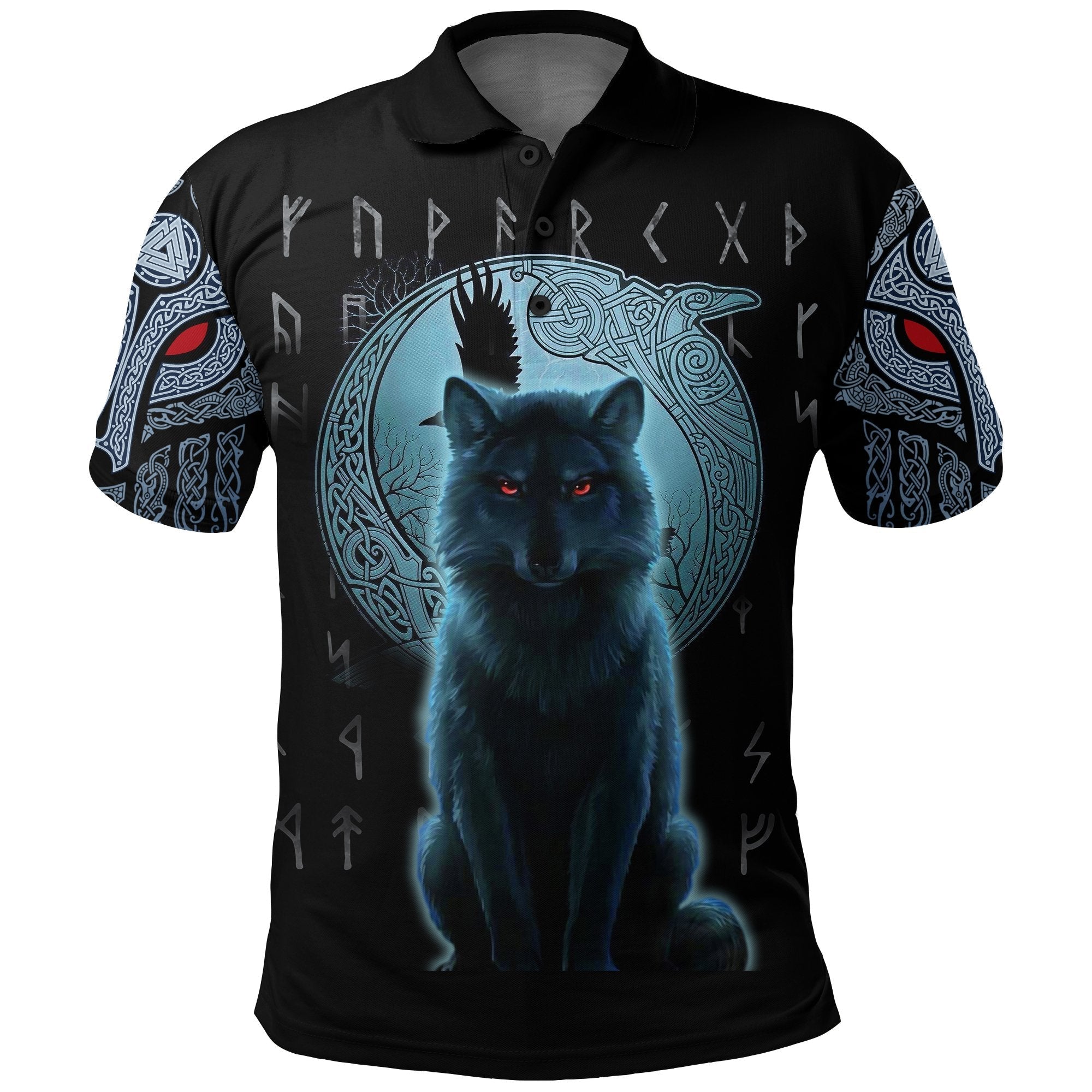 Viking Polo Shirt, Fenrir Viking Wolf and Moon RLT12 - Wonder Print Shop