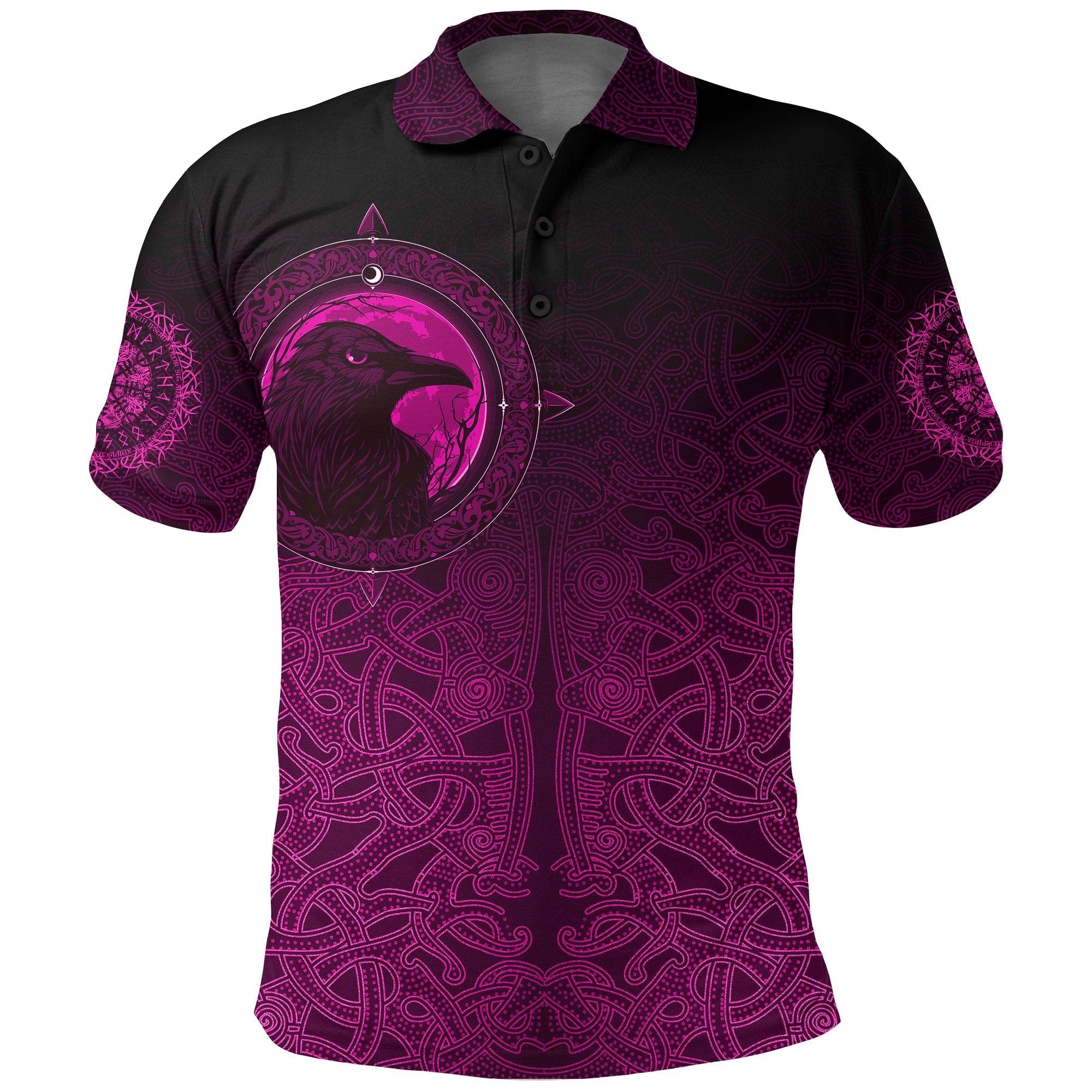 Viking Polo Shirt, Ethnic Odin Raven Pink RLT12 - Wonder Print Shop