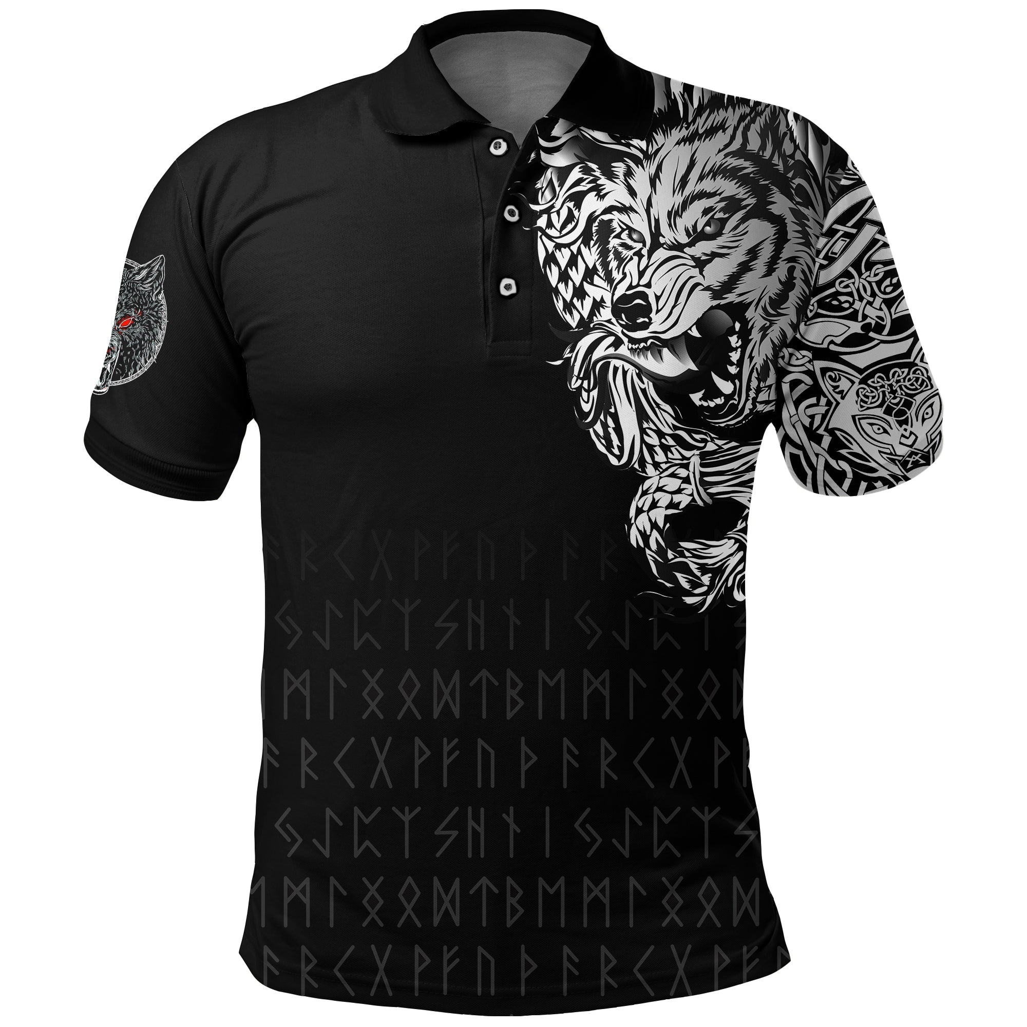 Viking Polo Shirt Dark Norse Wolf Tattoo RLT12 - Wonder Print Shop