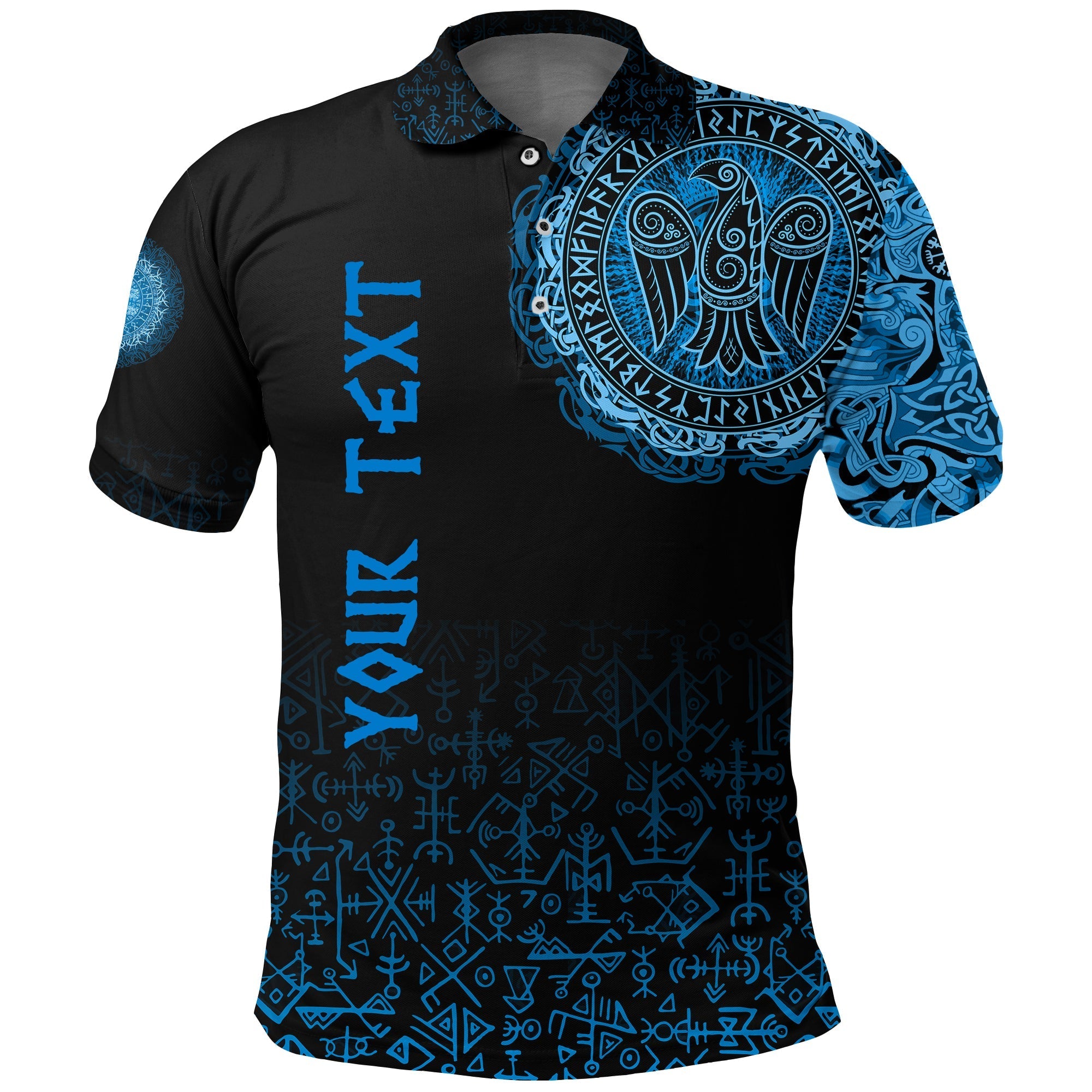 Custom Viking Polo Shirt Raven Celtic Cyan RLT12 - Wonder Print Shop