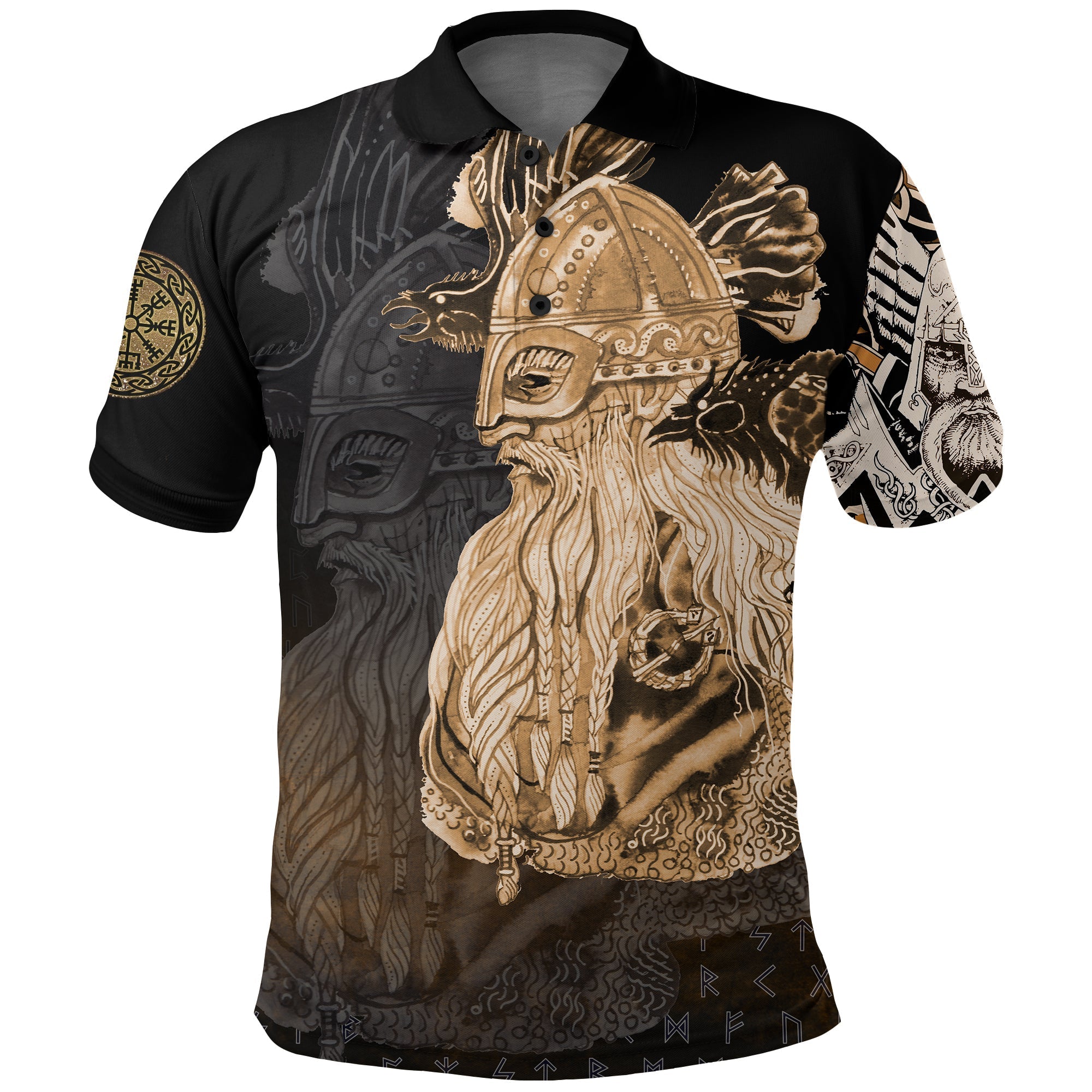 Viking Polo Shirt Odin Raven Viking Gold RLT12 - Wonder Print Shop