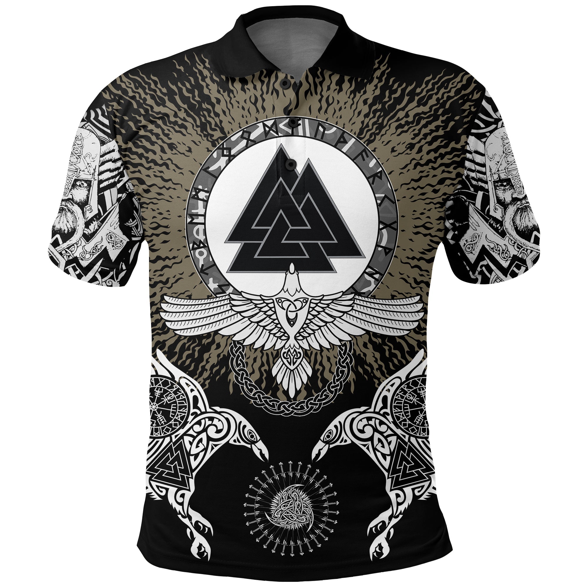 Viking Polo Shirt Raven, Valknut and Vegvisir RLT12 - Wonder Print Shop