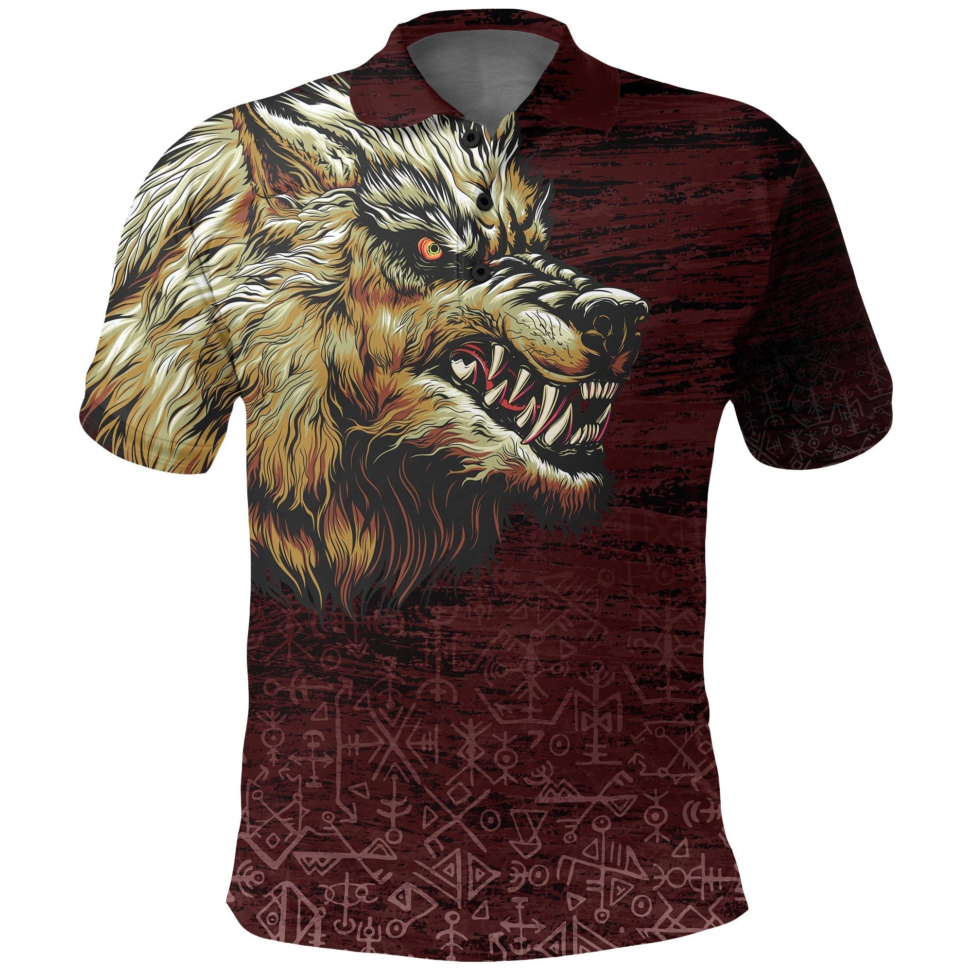 Viking Polo Shirt Fenrir On The Blood Moon Background RLT12 - Wonder Print Shop