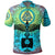 Viking Polo Shirt Raven Of Odin and Drakkar On Fire On Vignette Cyan Valknut RLT12 - Wonder Print Shop