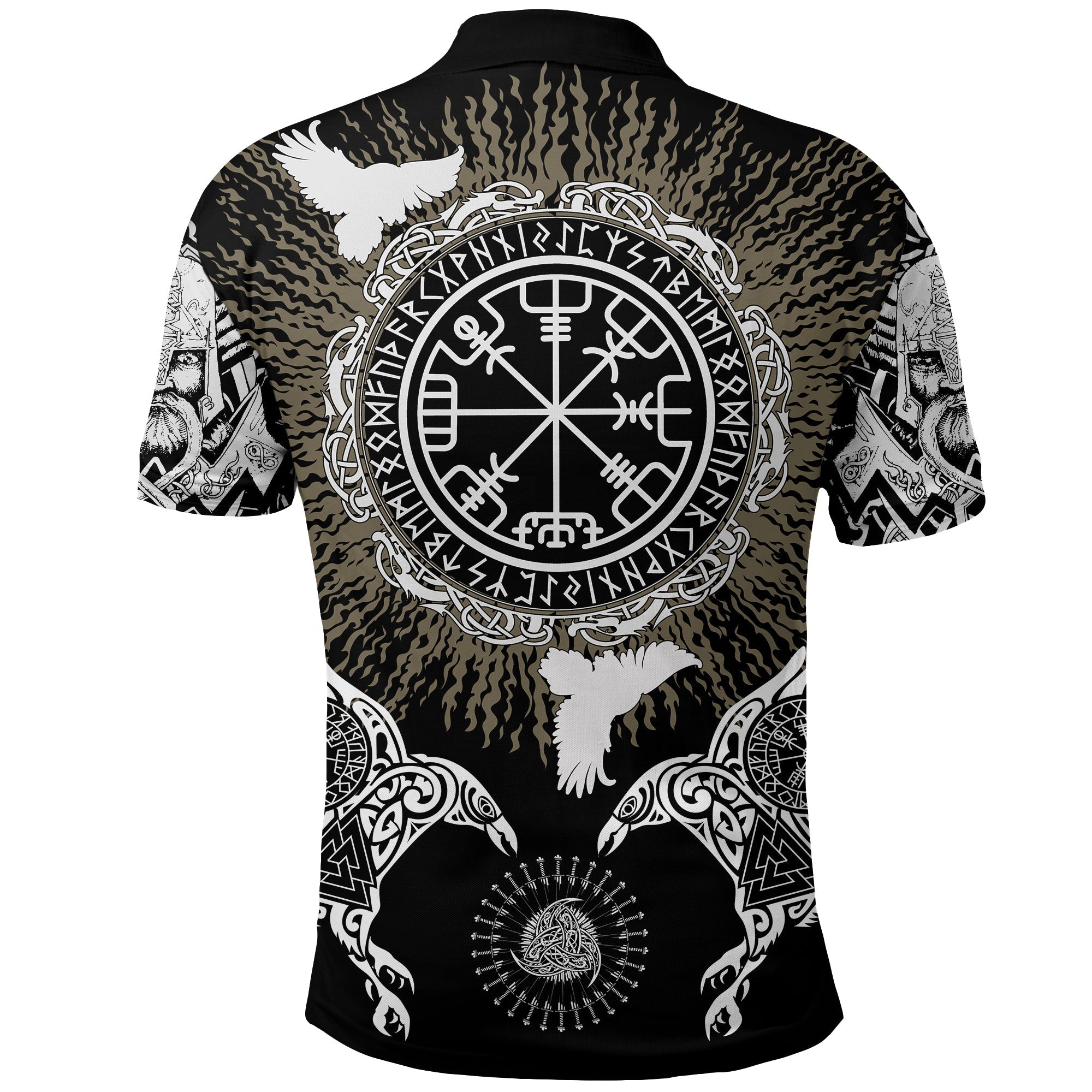 Viking Polo Shirt Raven, Valknut and Vegvisir RLT12 - Wonder Print Shop