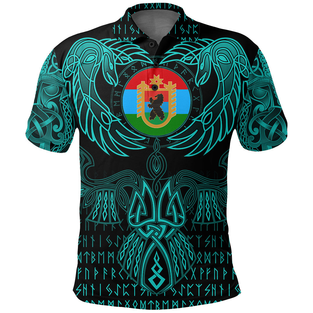 Viking Karelia Polo Shirt Valknut of Odin Cyan RLT12 - Wonder Print Shop