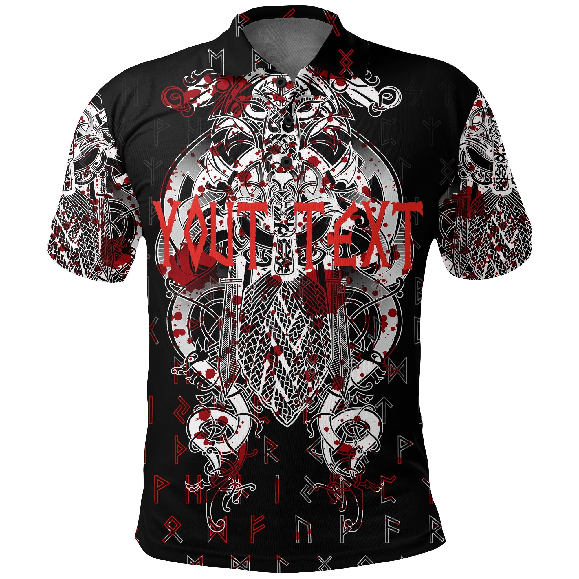 Custom Viking Tyr Tattoo Blood Polo Shirt RLT12 - Wonder Print Shop