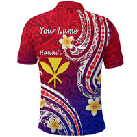 Gradient Hawaii polo shirt back with Polynesian pattern and Your Name text