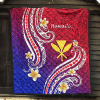 Quilt blanket with red and purple gradient, white ornamental scrolls, and yellow flower accents
