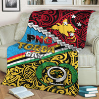 PNG Torba Day premium blanket with bold “PNG TORBA DAY” text, stars, and yellow-green heart emblem
