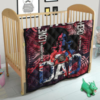Firefighter dad premium quilt, red Maori pattern with UK flag and firefighter helmet badge
