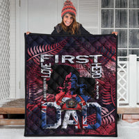 Hanging firefighter dad premium quilt with Maori pattern, UK flag and firefighter emblem, red/navy