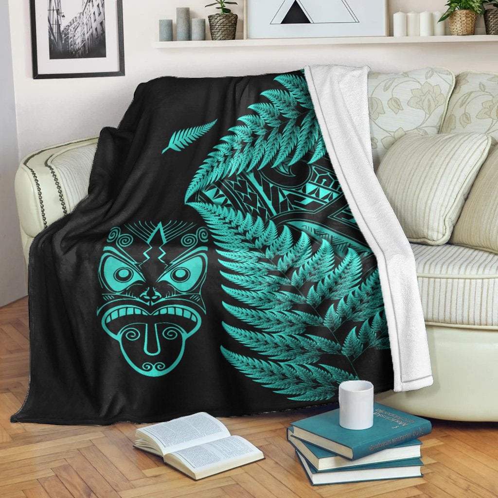 new-zealand-haka-rugby-maori-premium-blanket-silver-fern-vibes-turquoise