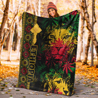 Lion reggae premium blanket outdoors, Ethiopian cross border and lion face in reggae colors