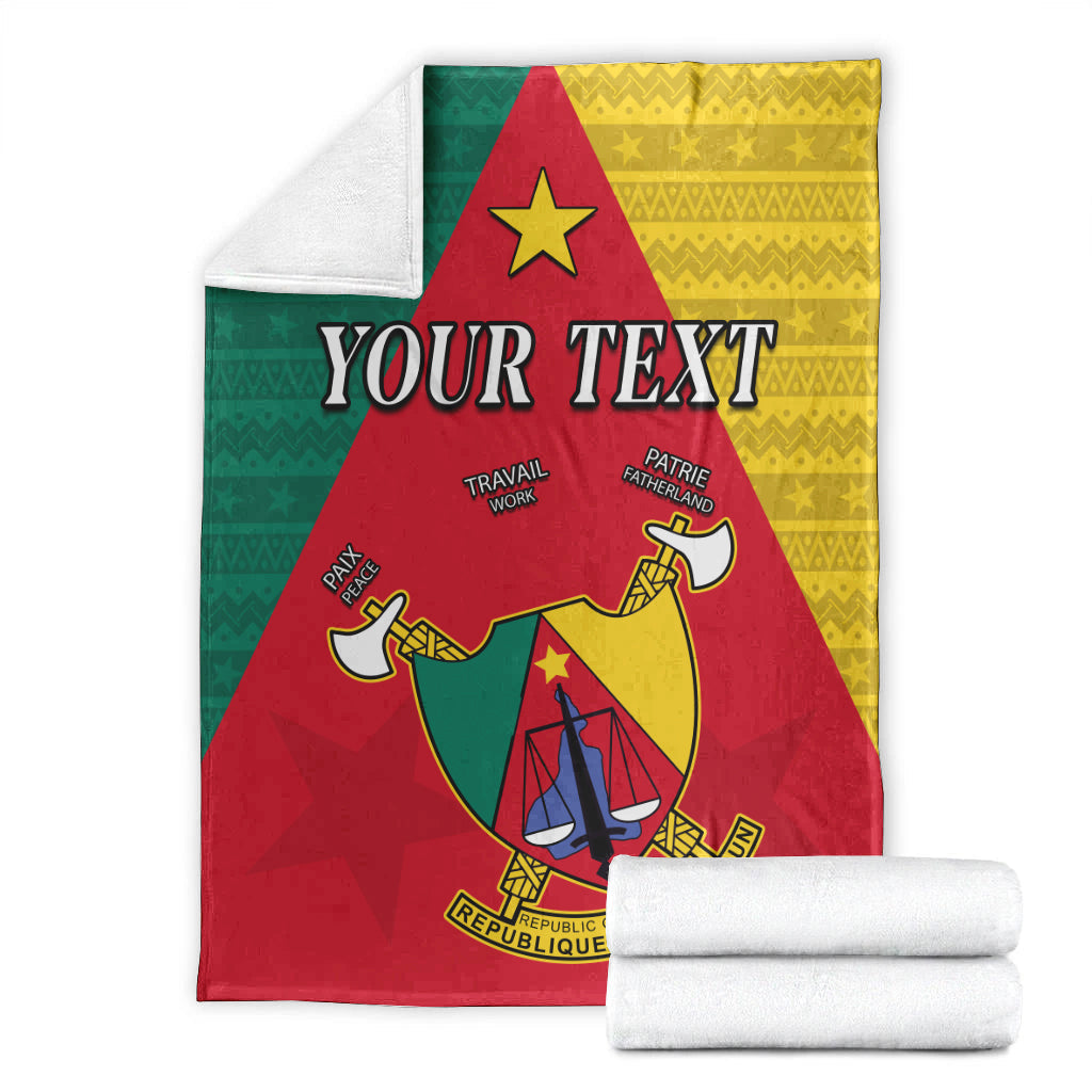 Cameroon tricolor blanket with red star and custom 'Your Text', folded