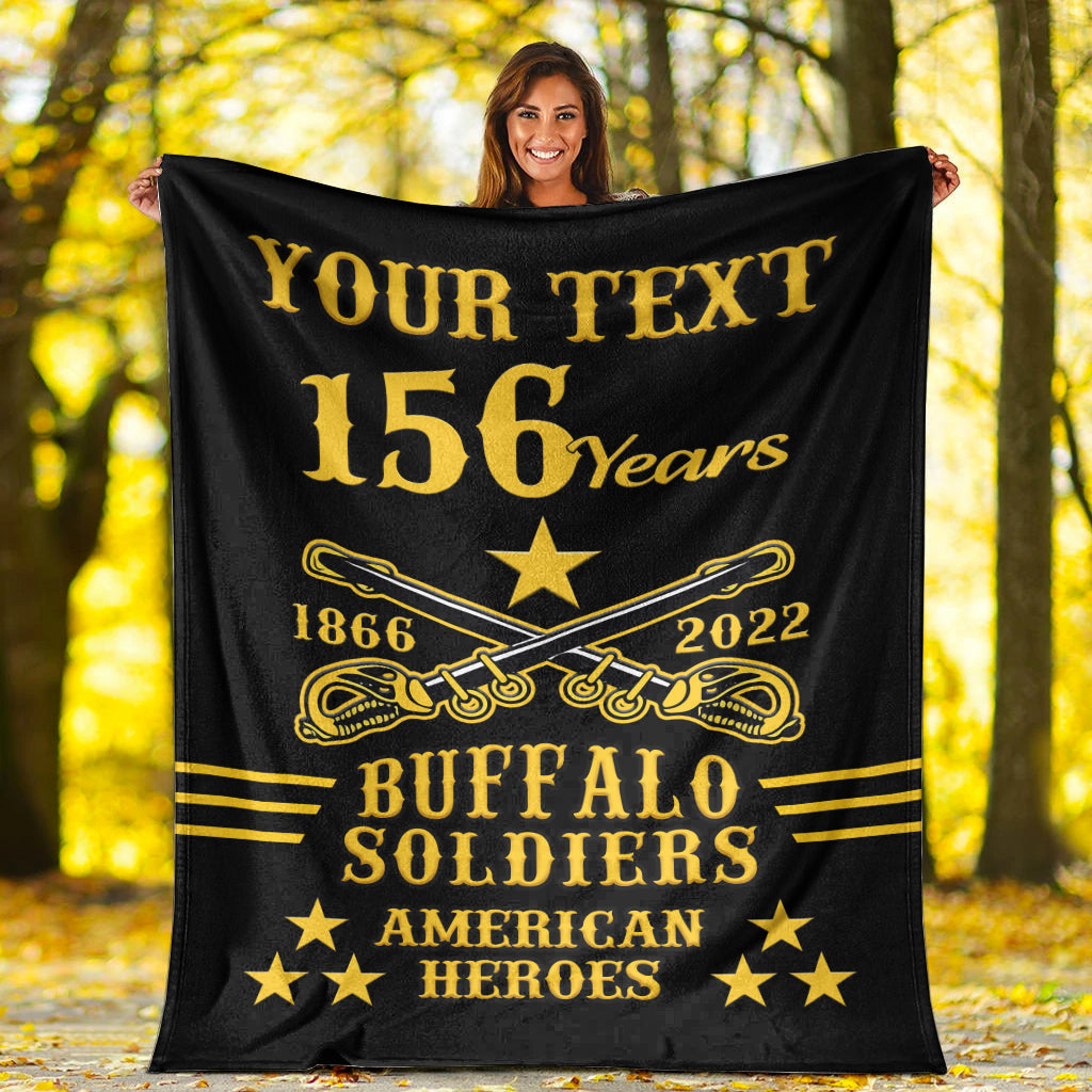Black premium personalized blanket with gold “Your Text” and 156 Years anniversary design