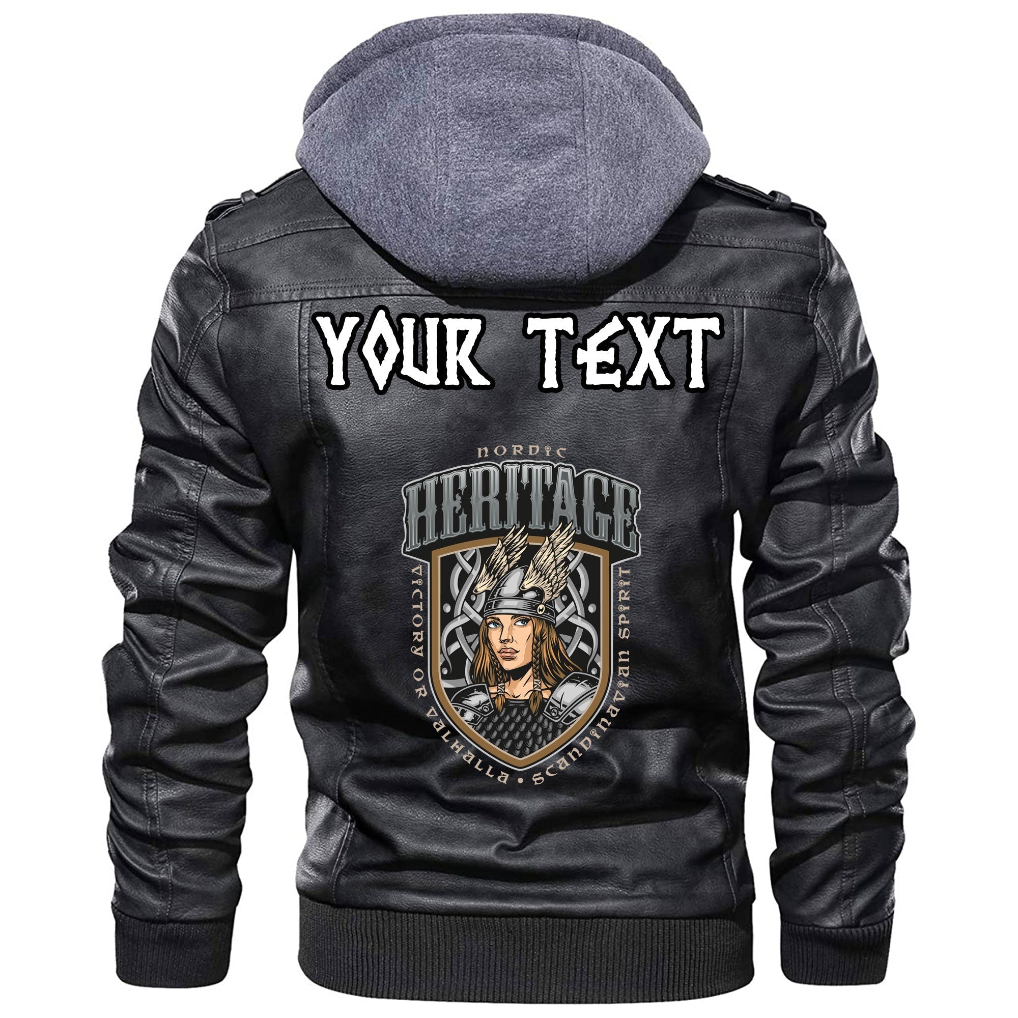 (Custom) Wonder Print Shop - Pretty Valkyrie Leather Jacket RLT12 - Wonder Print Shop