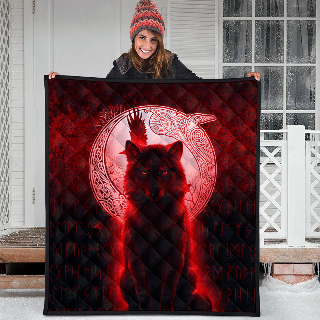 viking-quilt-fenrir-viking-wolf-red-version-quilt