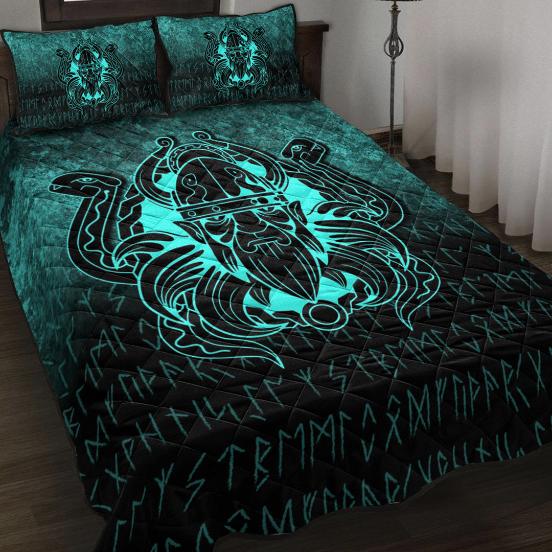 viking-quilt-bed-set-nordic-warrior-valhalla-norse-cyan-version-quilt-bed-set