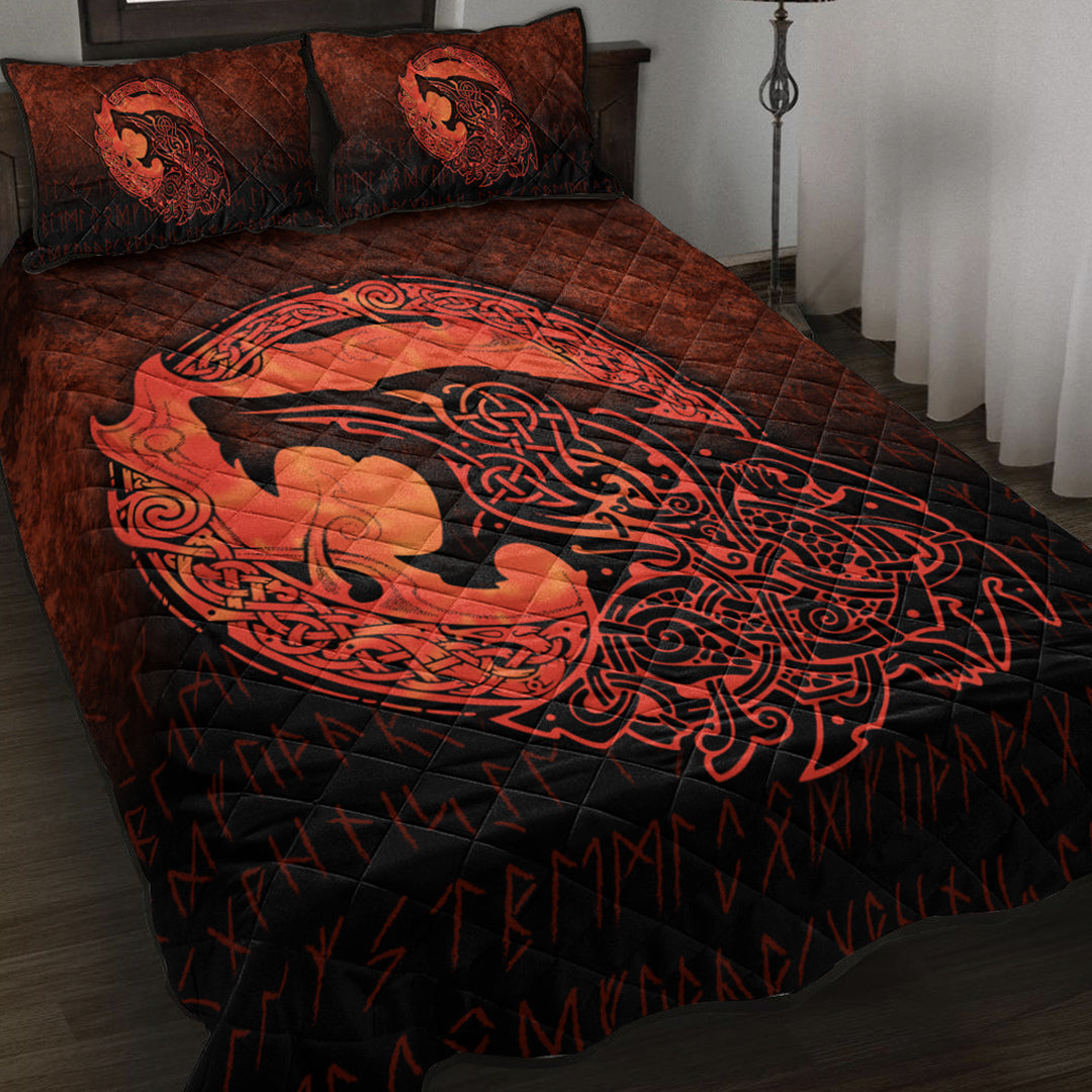 viking-quilt-bed-set-fenrir-viking-3d-tattoo-orange-version-quilt-bed-set