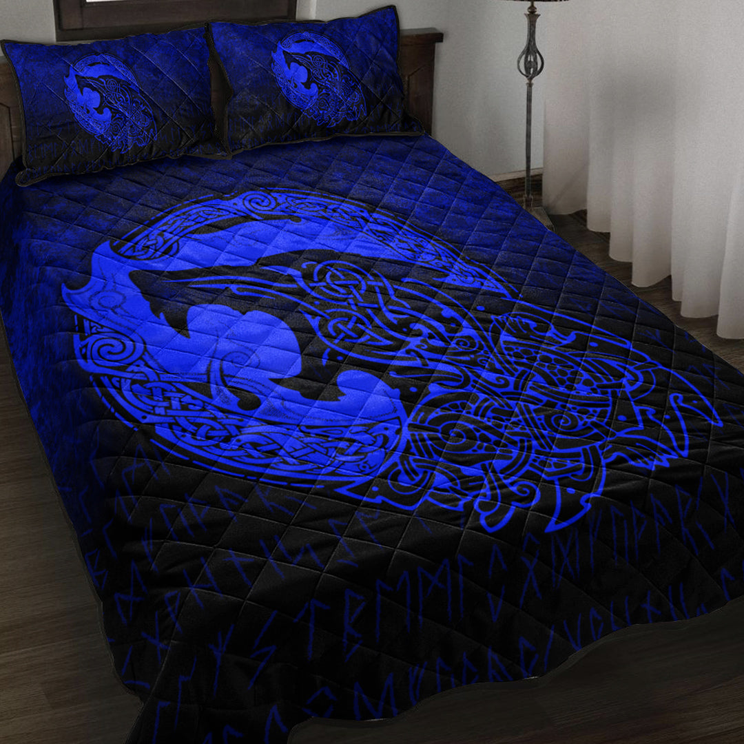 viking-quilt-bed-set-fenrir-viking-3d-tattoo-blue-version-quilt-bed-set