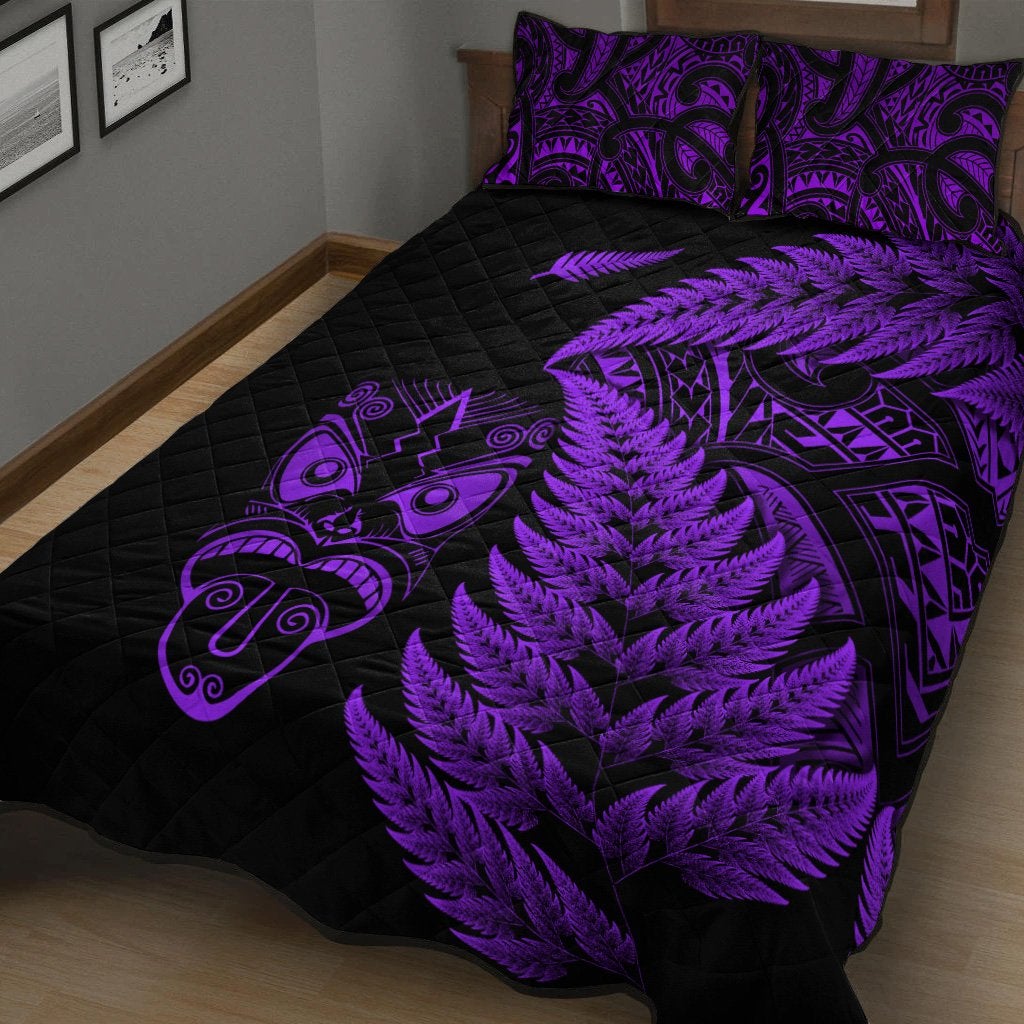 New Zealand Haka Rugby Maori Quilt Bed Set Silver Fern Vibes Purple LT8 - Wonder Print Shop